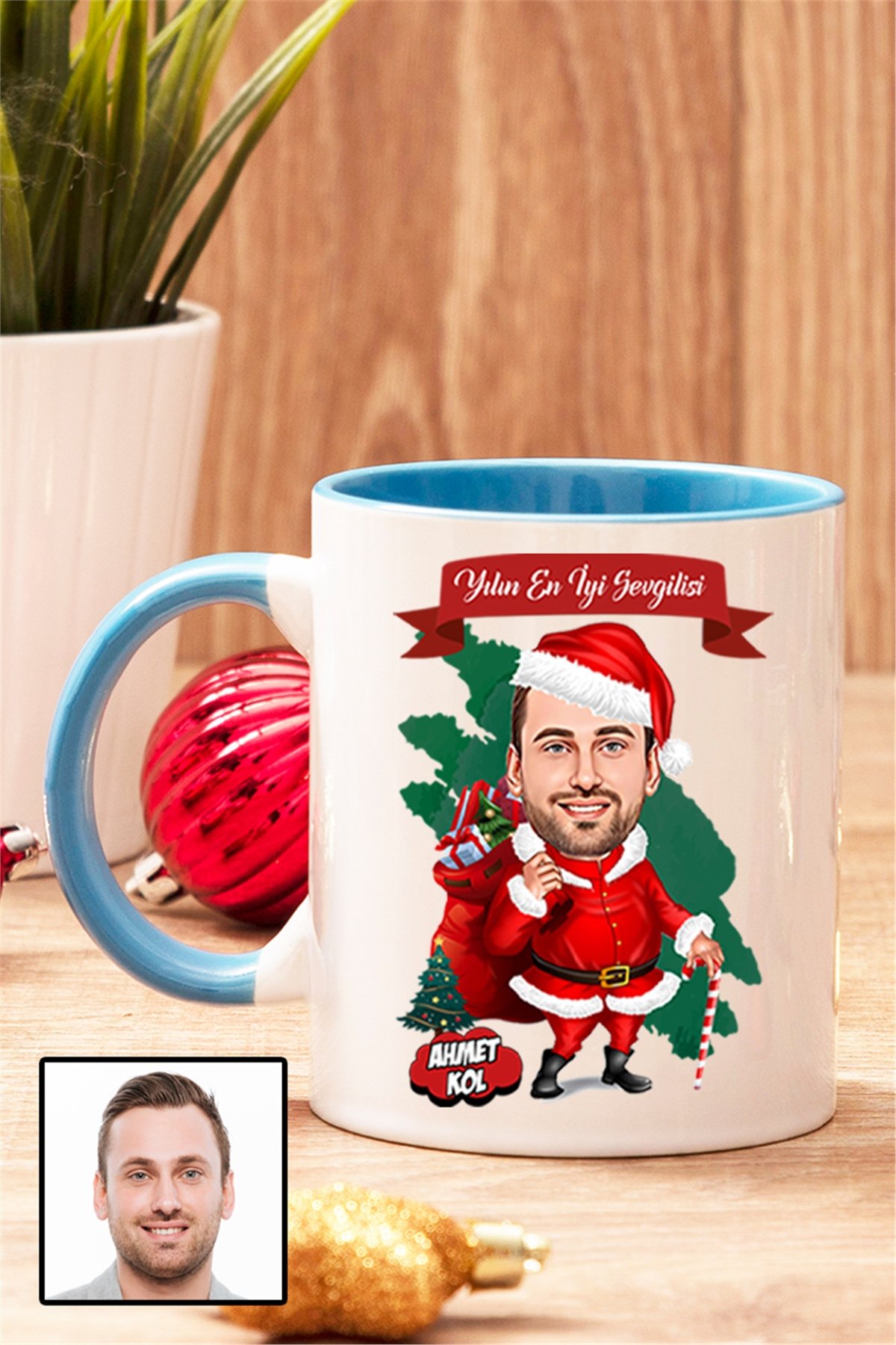 Erkek Sevgiliye Yılbaşı Hediyesi Karikatürlü Renkli Kupa Bardak