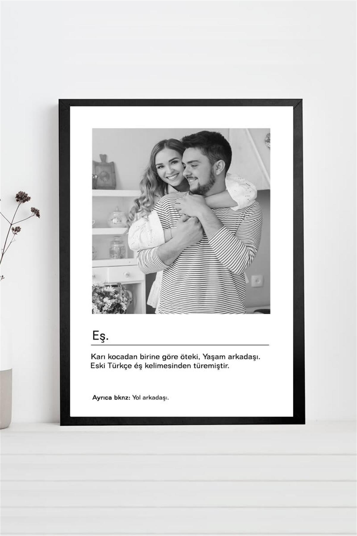 Eşe Hediye Siyah Beyaz Tasarım Kelime Anlamlı Hediyelik Çerçeve