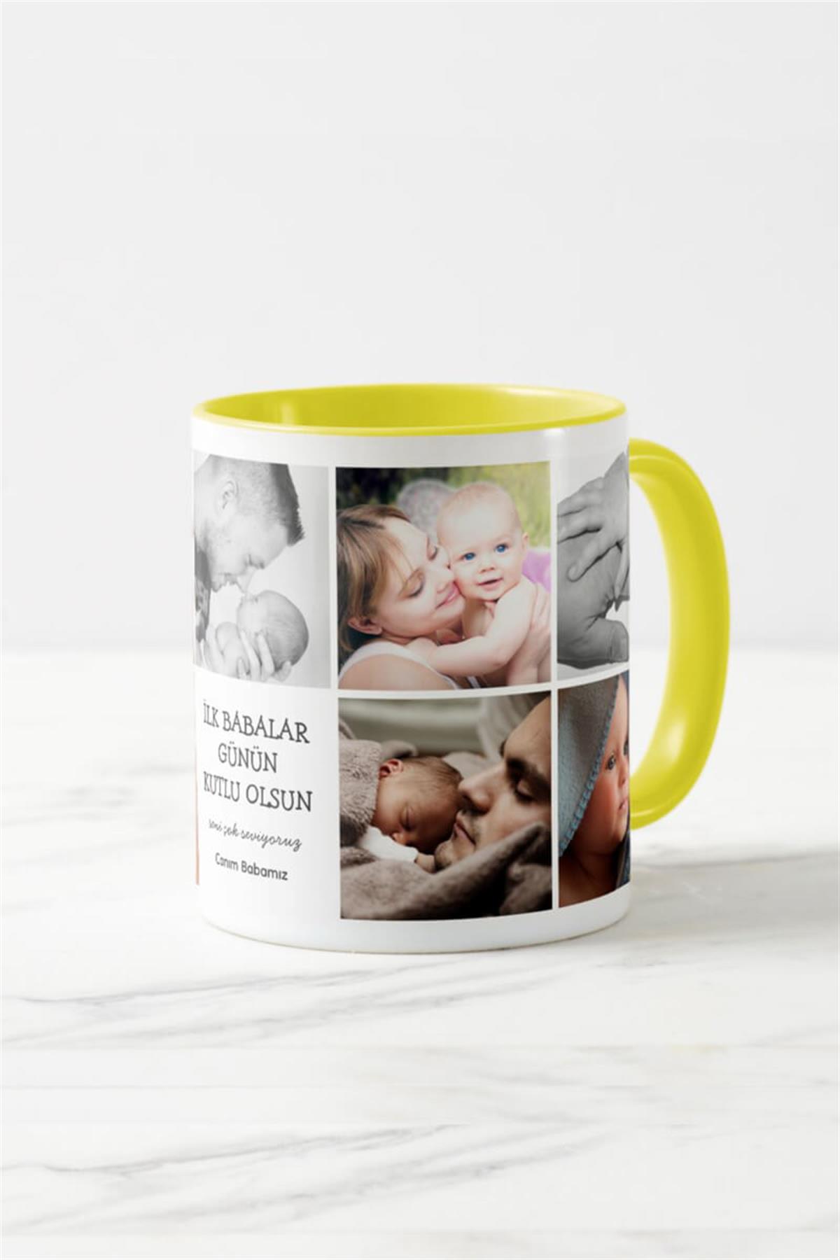 Eşe İlk Babalar Günü Hediyesi Fotoğraflı Renkli Kupa Bardak
