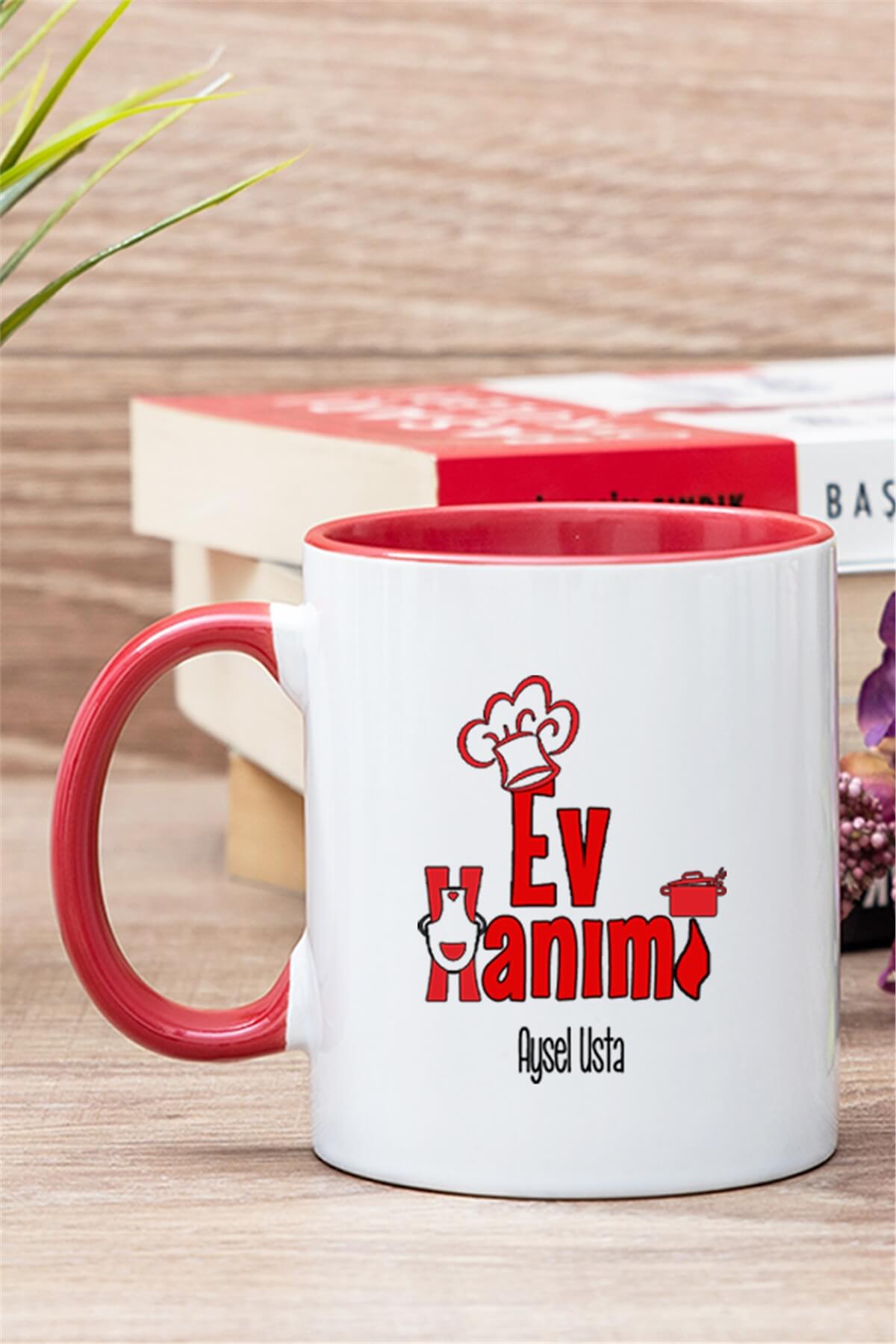 Ev Hanımı İçi Renkli Kupa Bardak