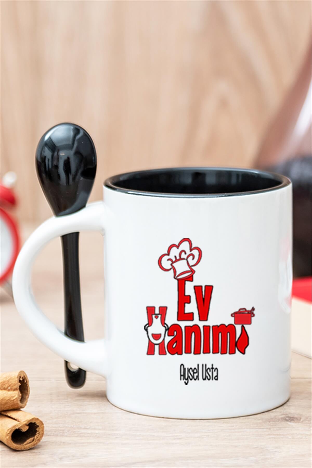 Ev Hanımı Kaşıklı Kupa Bardak