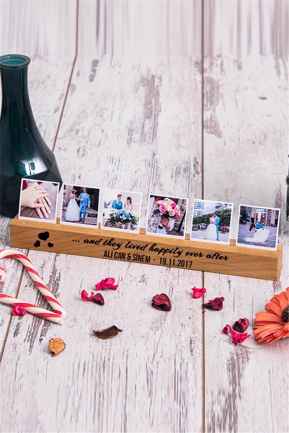 Evlilik Hatırası Fotoğraflı Ahşap Stand