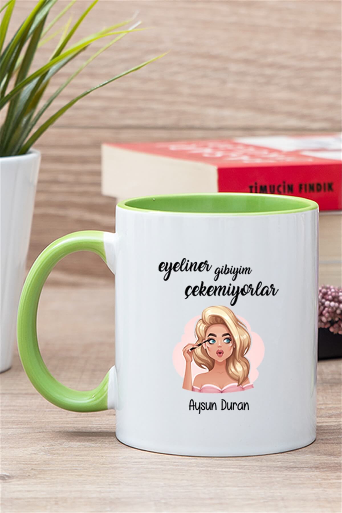 Eyeliner Gibiyim Çekemiyorlar İçi Renkli Kupa Bardak