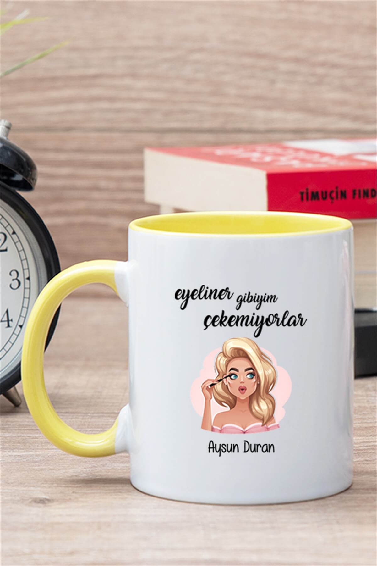 Eyeliner Gibiyim Çekemiyorlar İçi Renkli Kupa Bardak