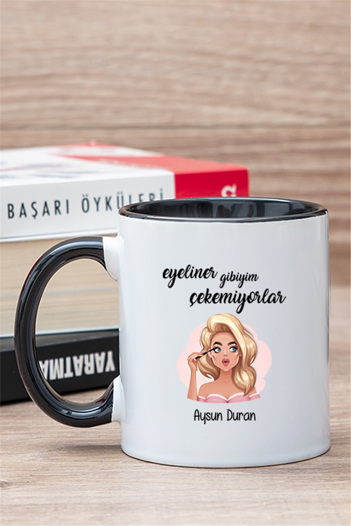 Eyeliner Gibiyim Çekemiyorlar İçi Renkli Kupa Bardak