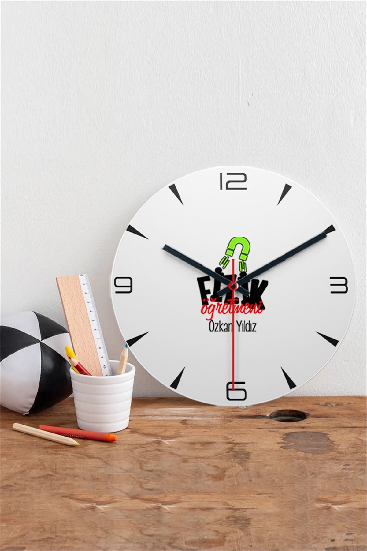 Fizik Öğretmeni Ahşap Duvar Saati