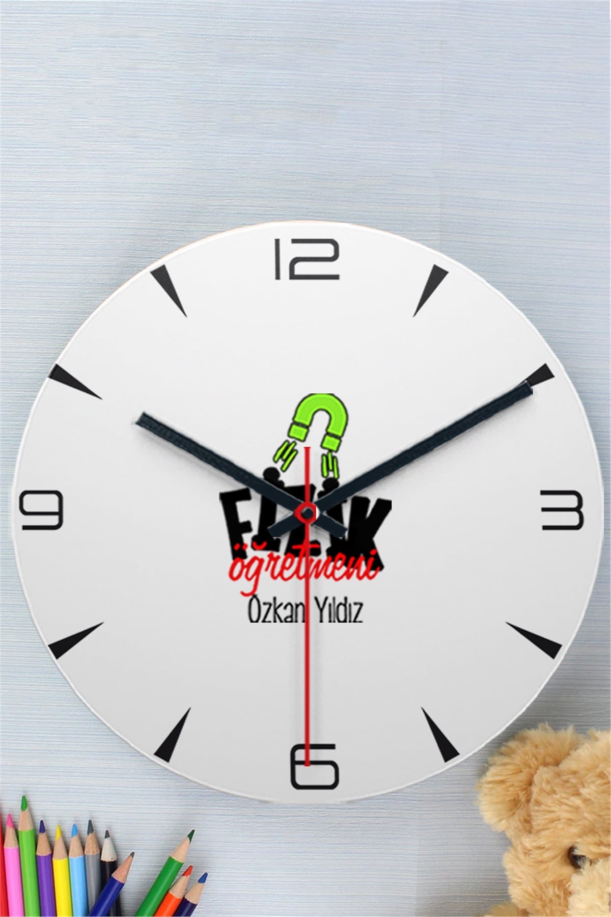 Fizik Öğretmeni Ahşap Duvar Saati