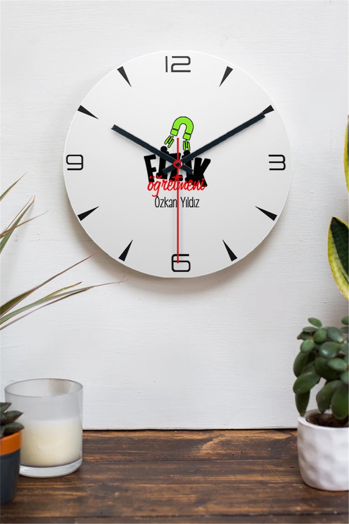 Fizik Öğretmeni Ahşap Duvar Saati