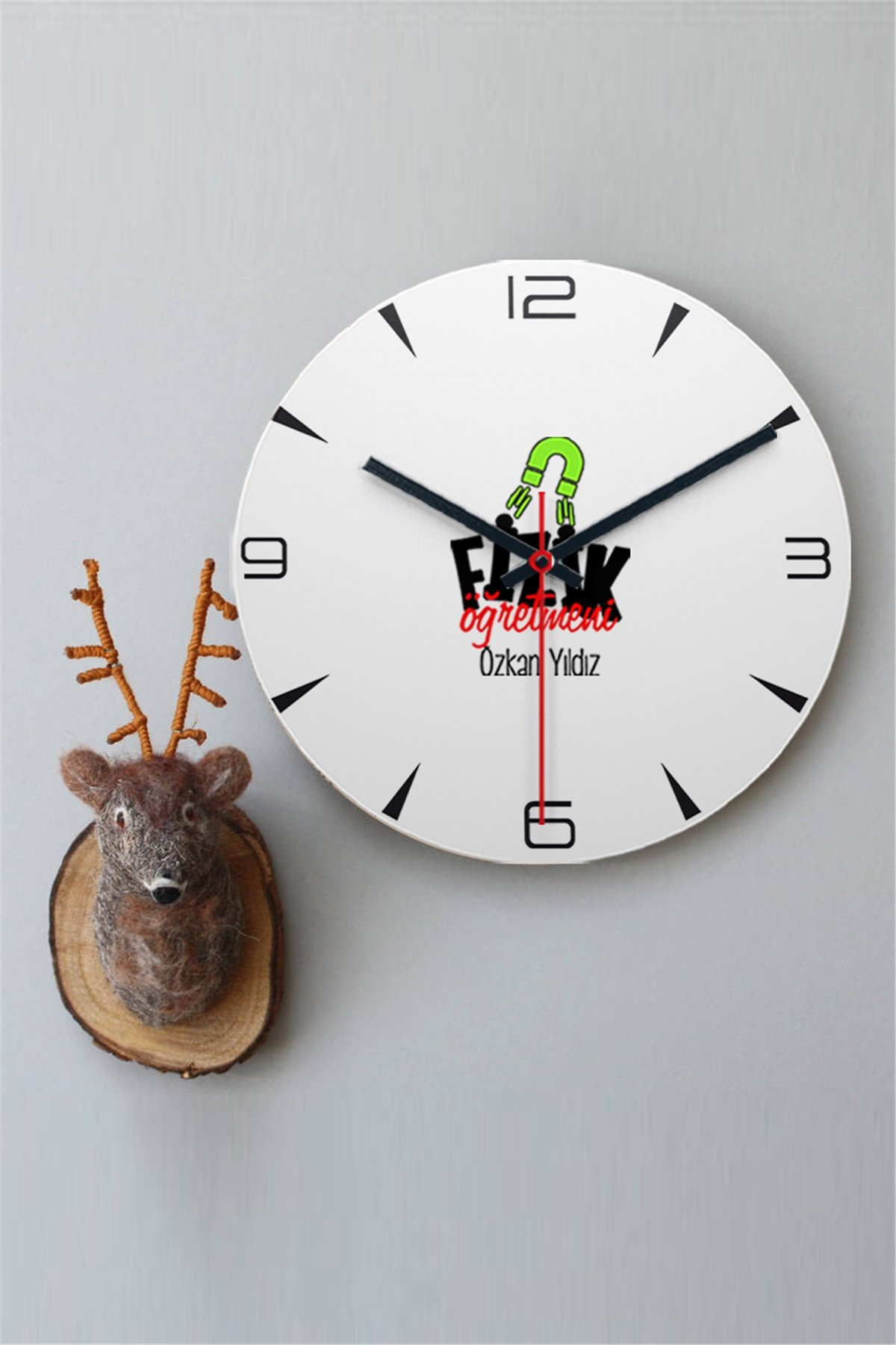 Fizik Öğretmeni Ahşap Duvar Saati