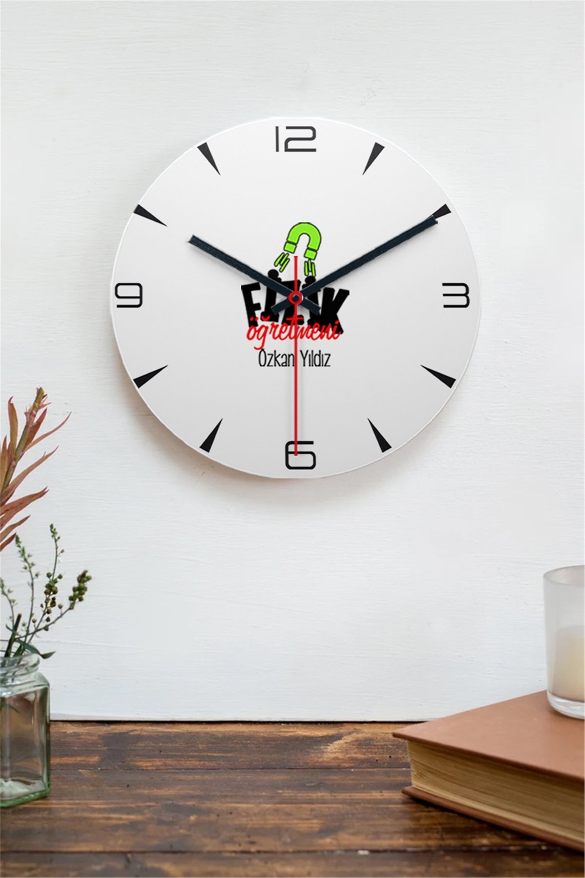 Fizik Öğretmeni Ahşap Duvar Saati