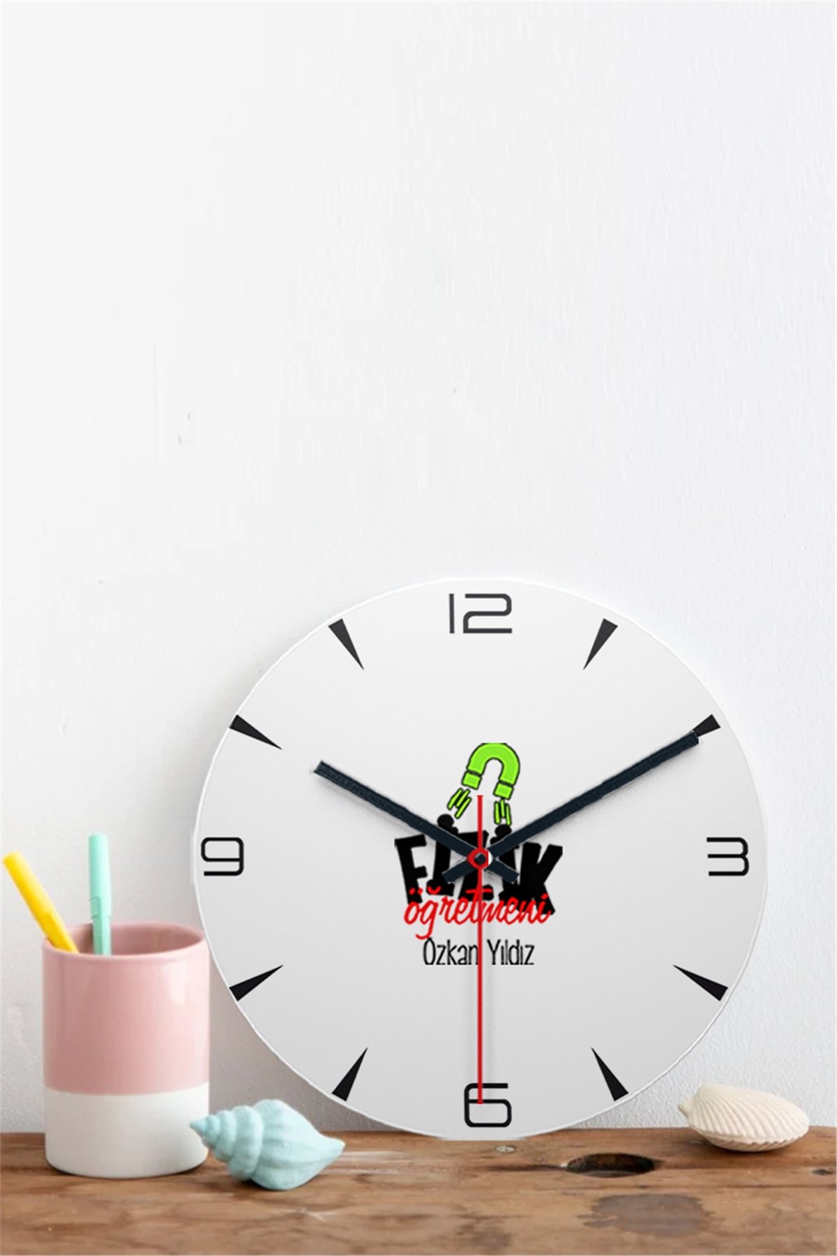 Fizik Öğretmeni Ahşap Duvar Saati