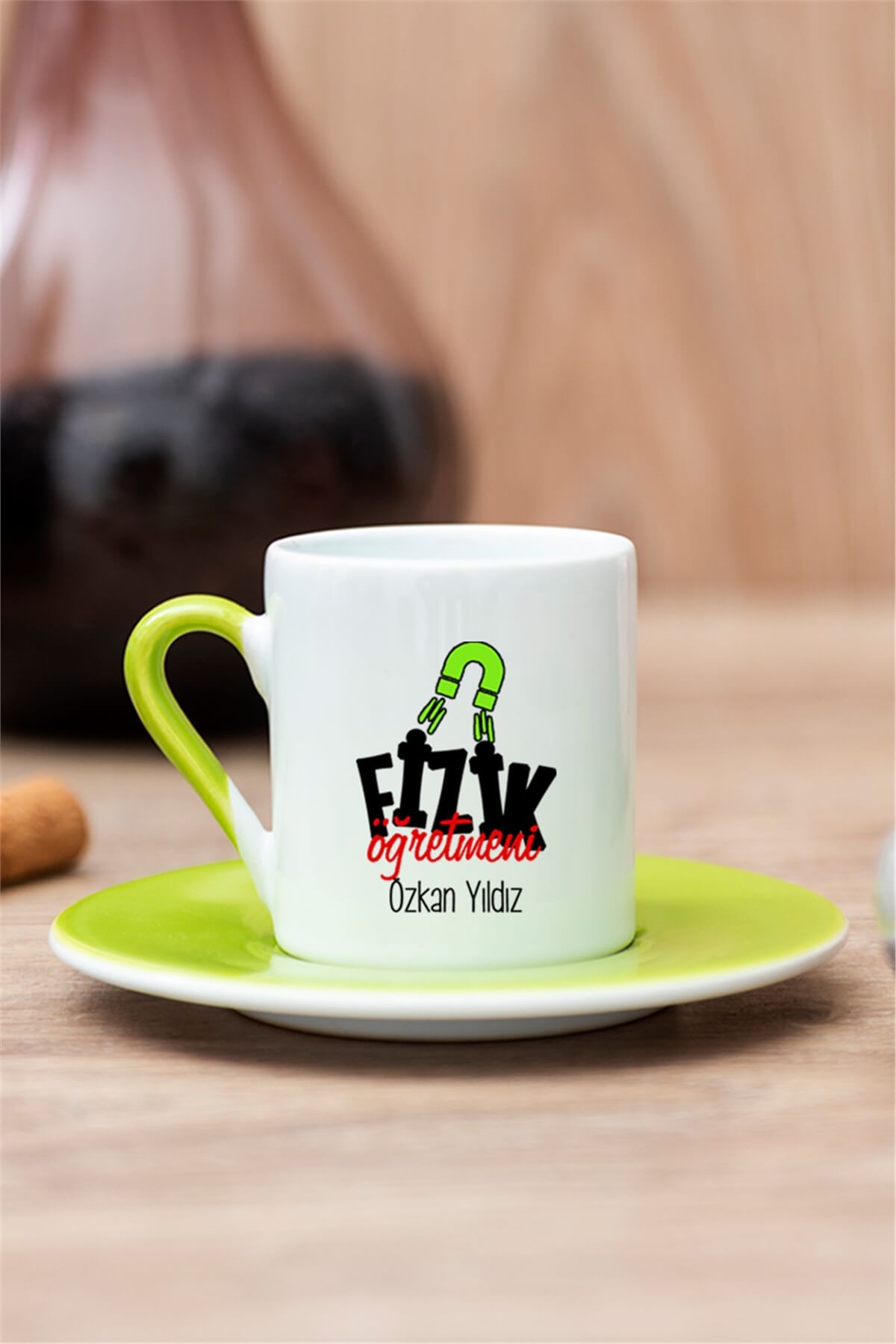 Fizik Öğretmeni Renkli Türk Kahvesi Fincanı