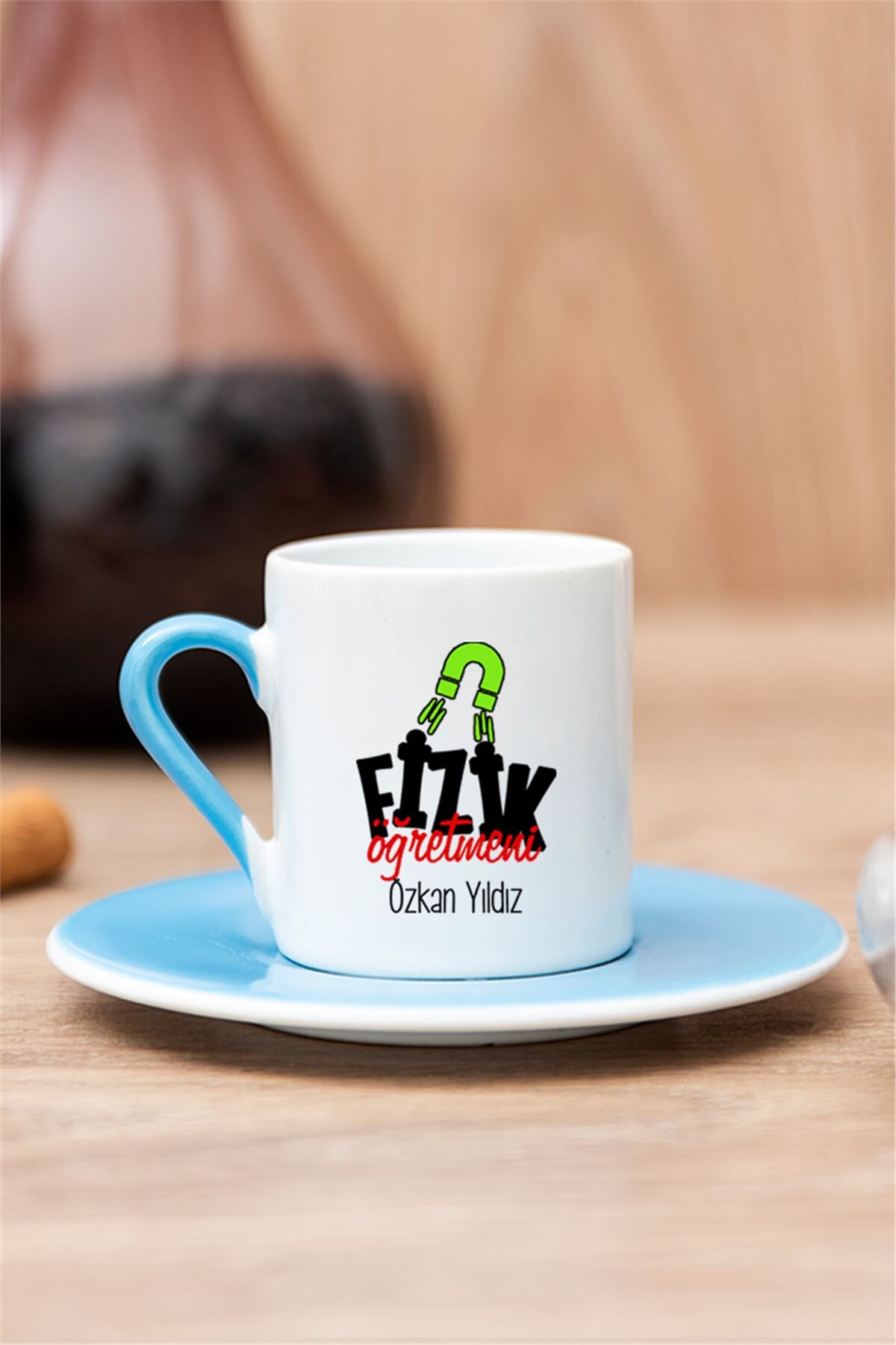 Fizik Öğretmeni Renkli Türk Kahvesi Fincanı