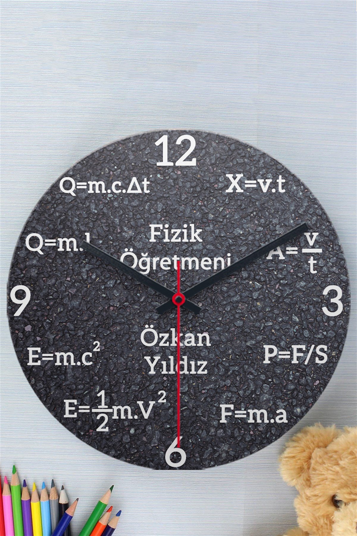 Fizik Temalı Ahşap Duvar Saati