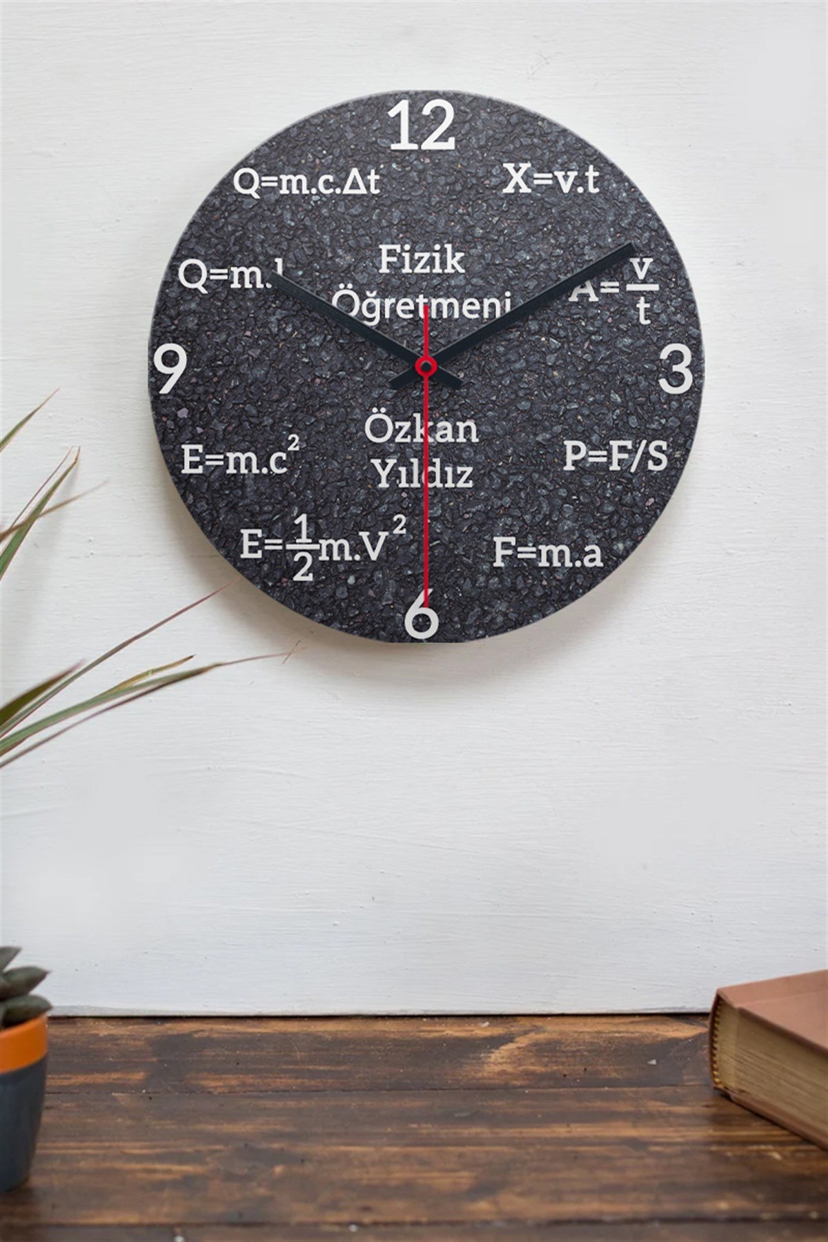 Fizik Temalı Ahşap Duvar Saati