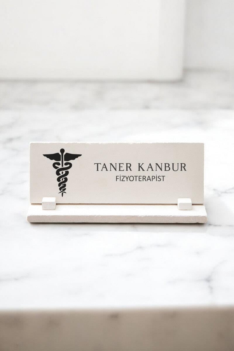 Fizyoterapiste Hediye Doğal Taş Masa İsimliği