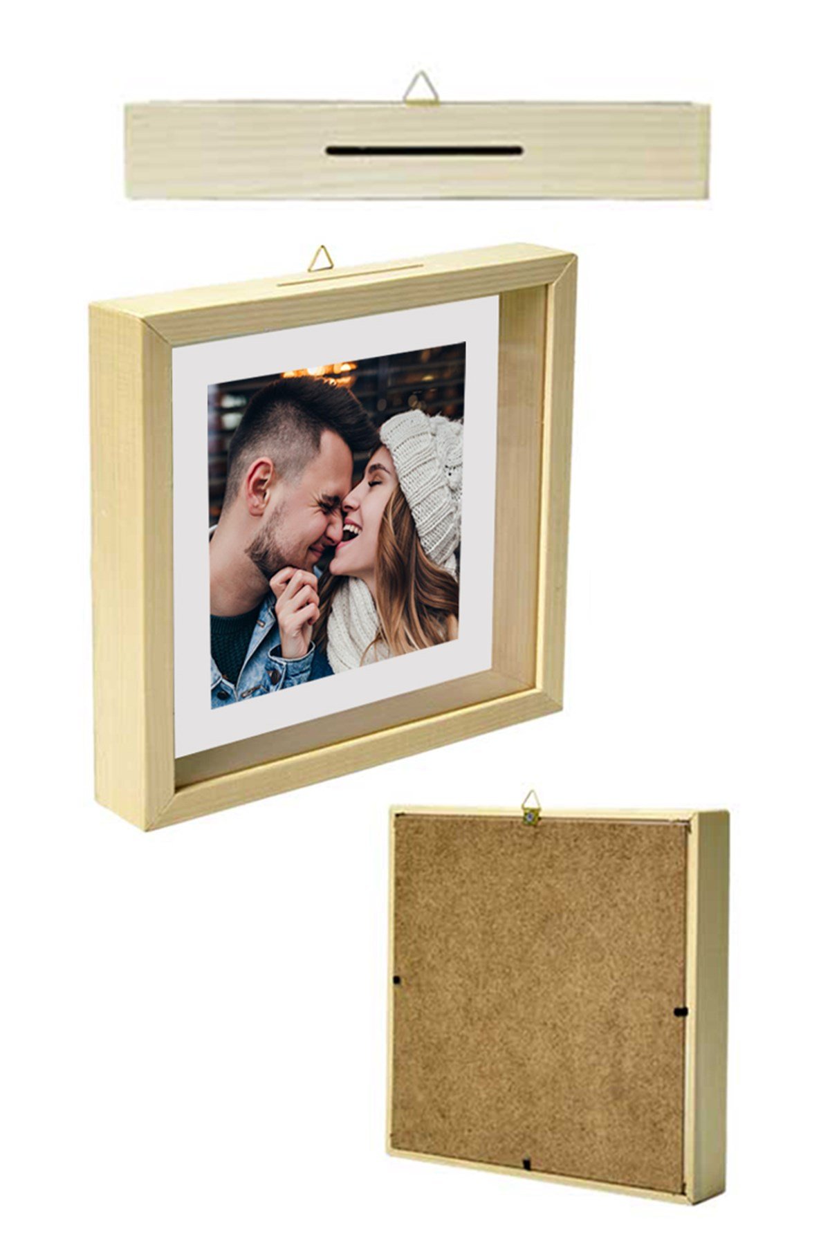 Fotoğraflı Ahşap Anı Kumbarası