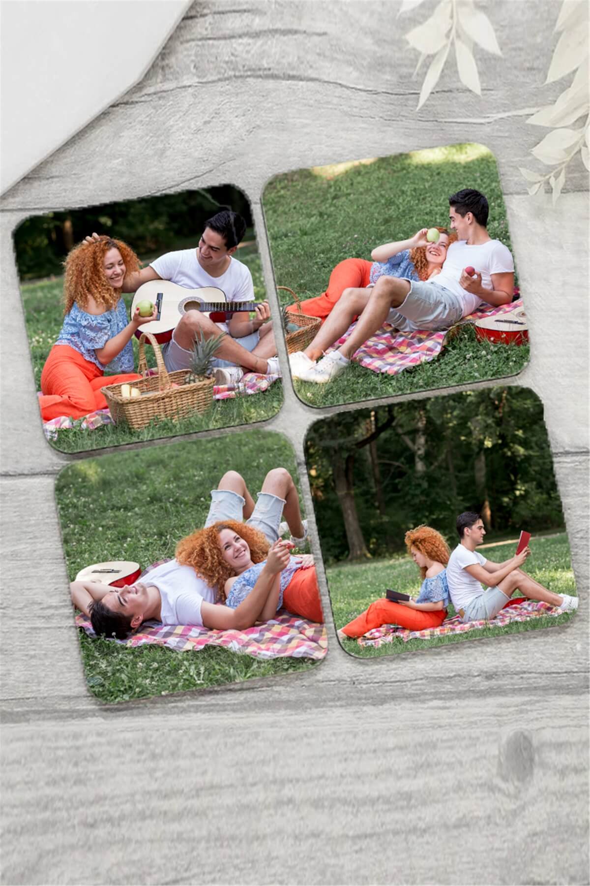 Fotoğraflı Ahşap Bardak Altlığı