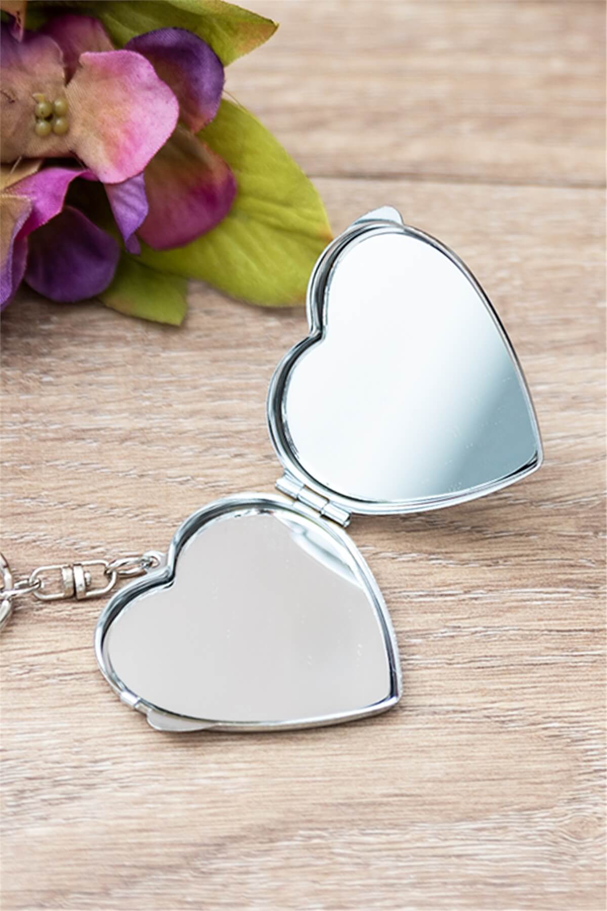 Fotoğraflı Kalp Makyaj Aynası ve Anahtarlık