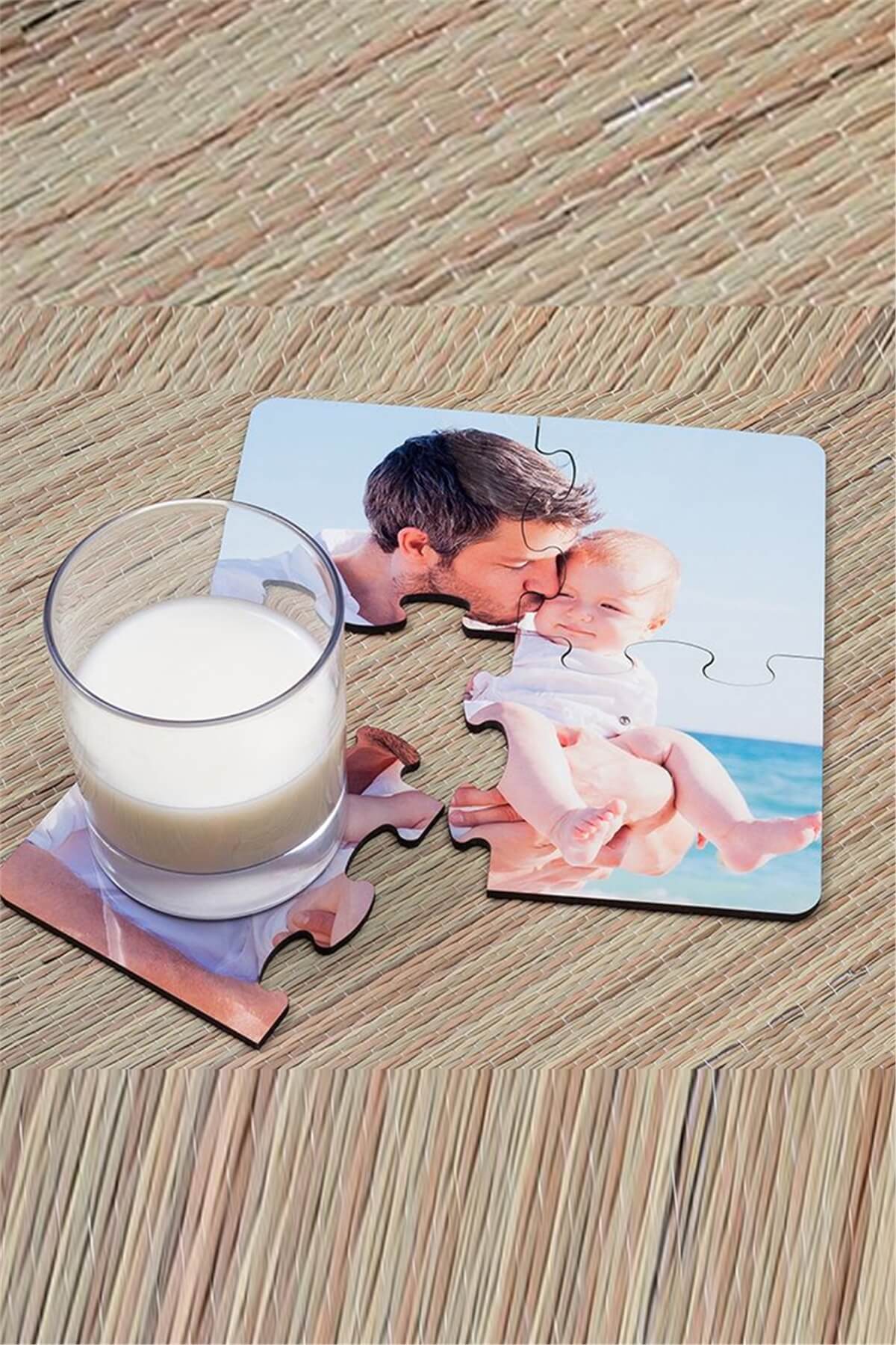 Fotoğraflı Puzzle Ahşap Bardak Altlığı