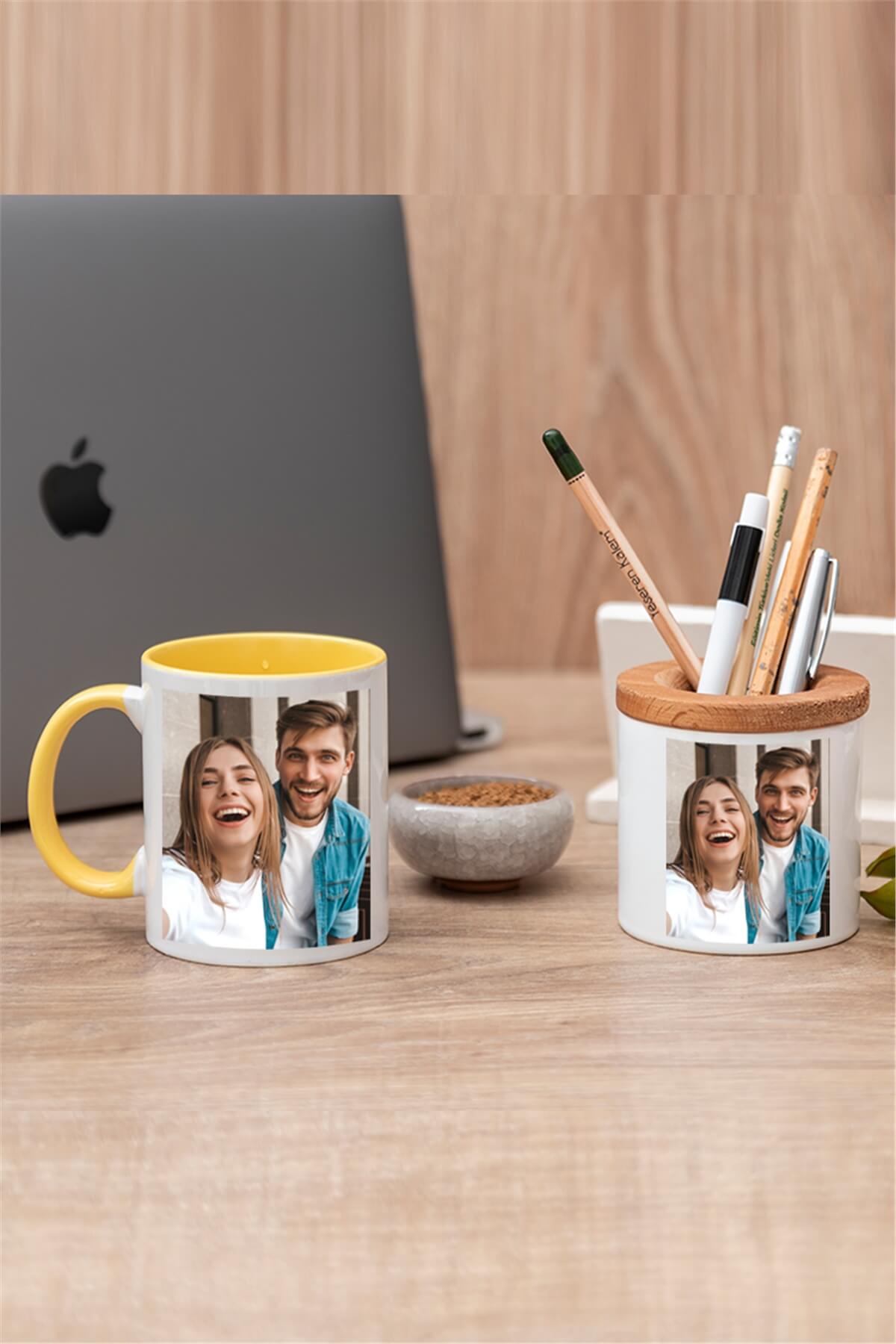 Fotoğraflı Renkli Kupa Bardak ve Kalemlik