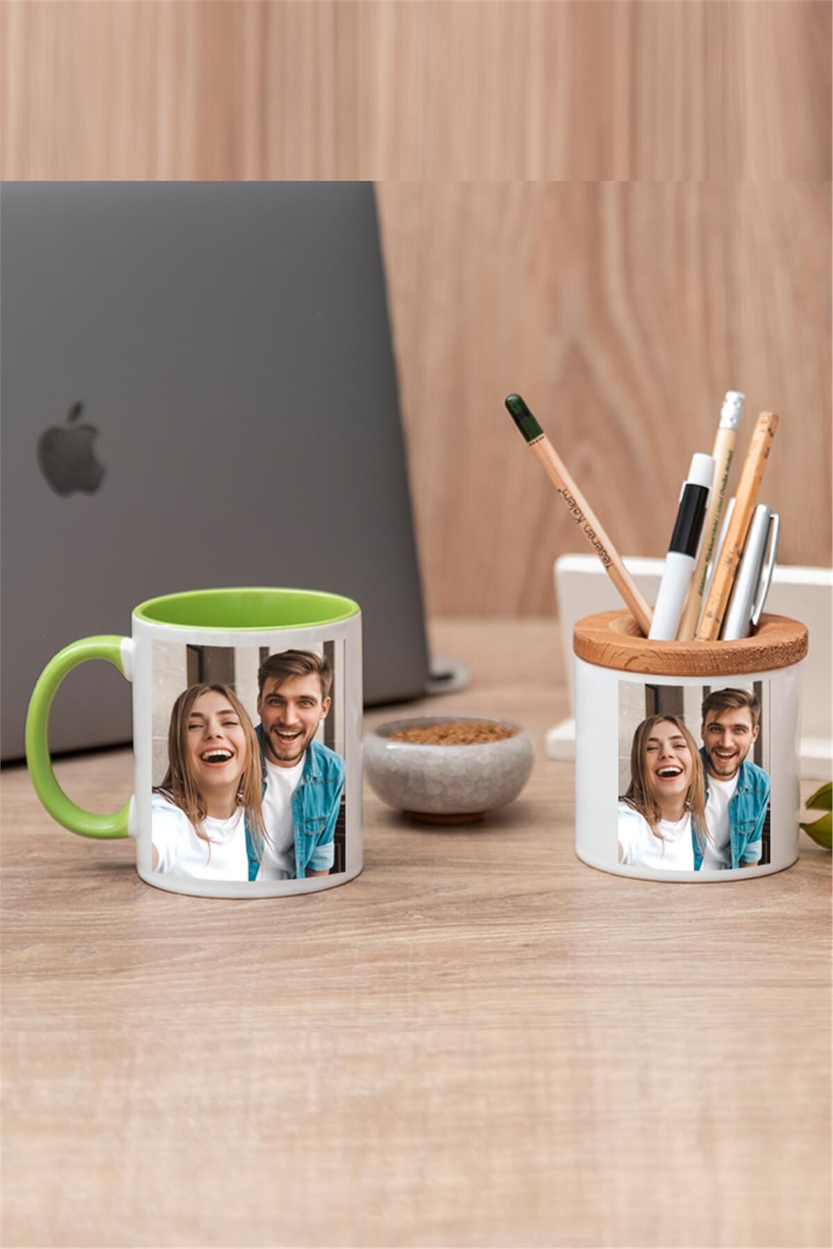 Fotoğraflı Renkli Kupa Bardak ve Kalemlik