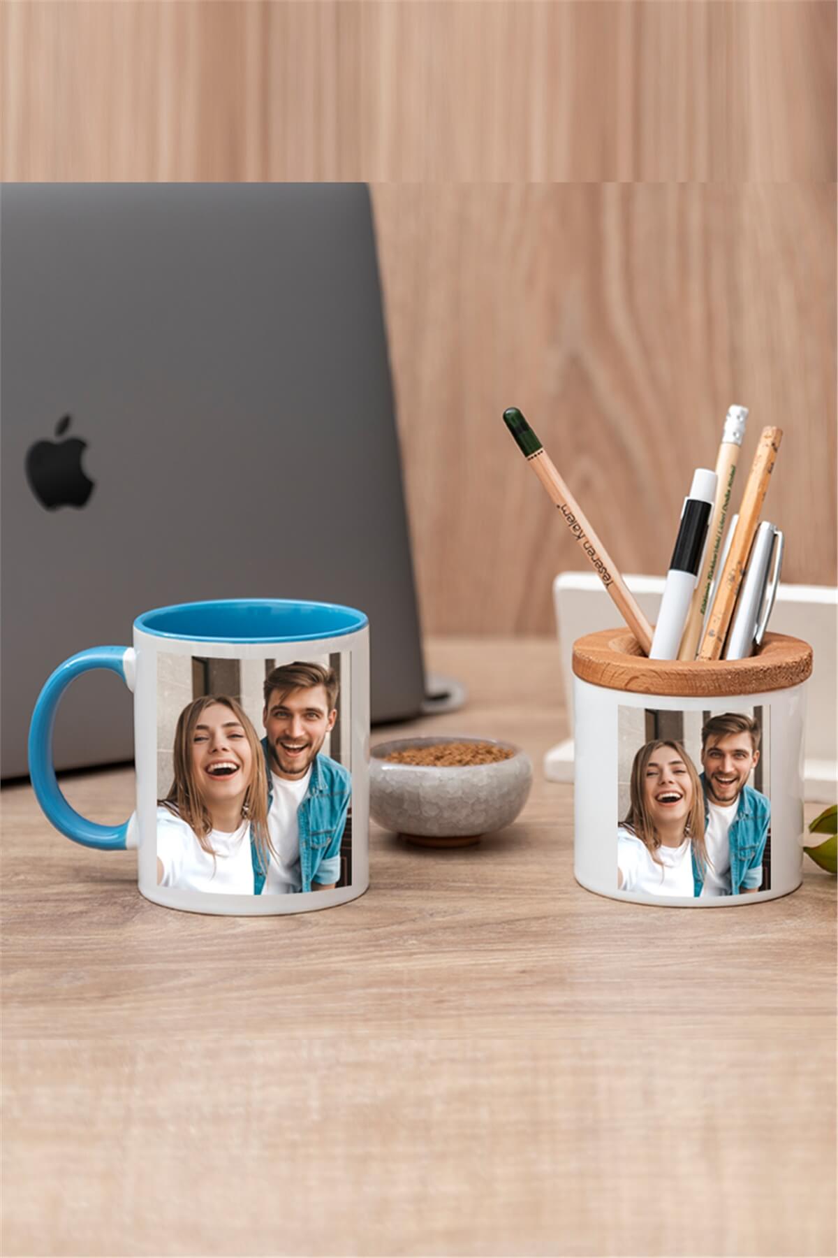 Fotoğraflı Renkli Kupa Bardak ve Kalemlik