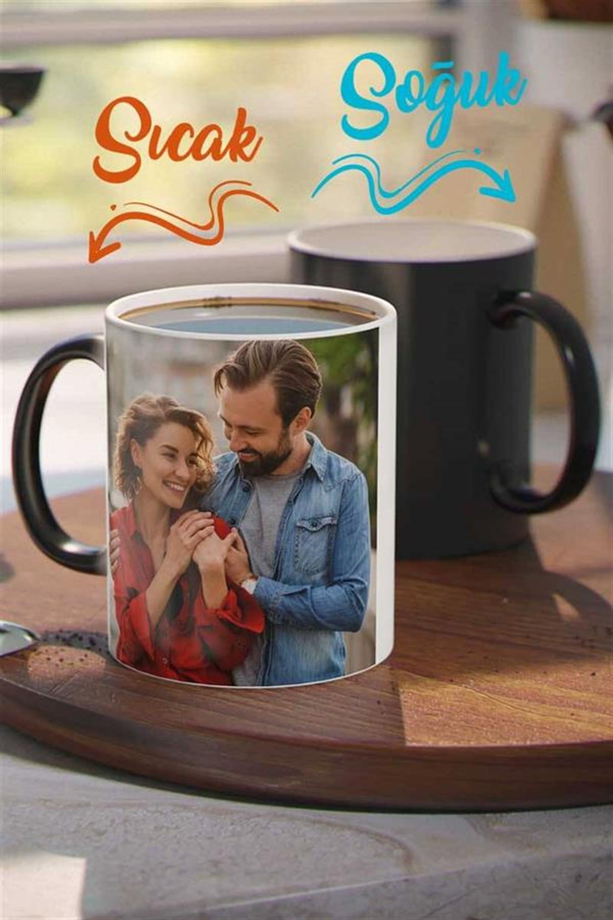 Sevgiliye Hediye Fotoğraf Baskılı Sihirli Kupa Bardak