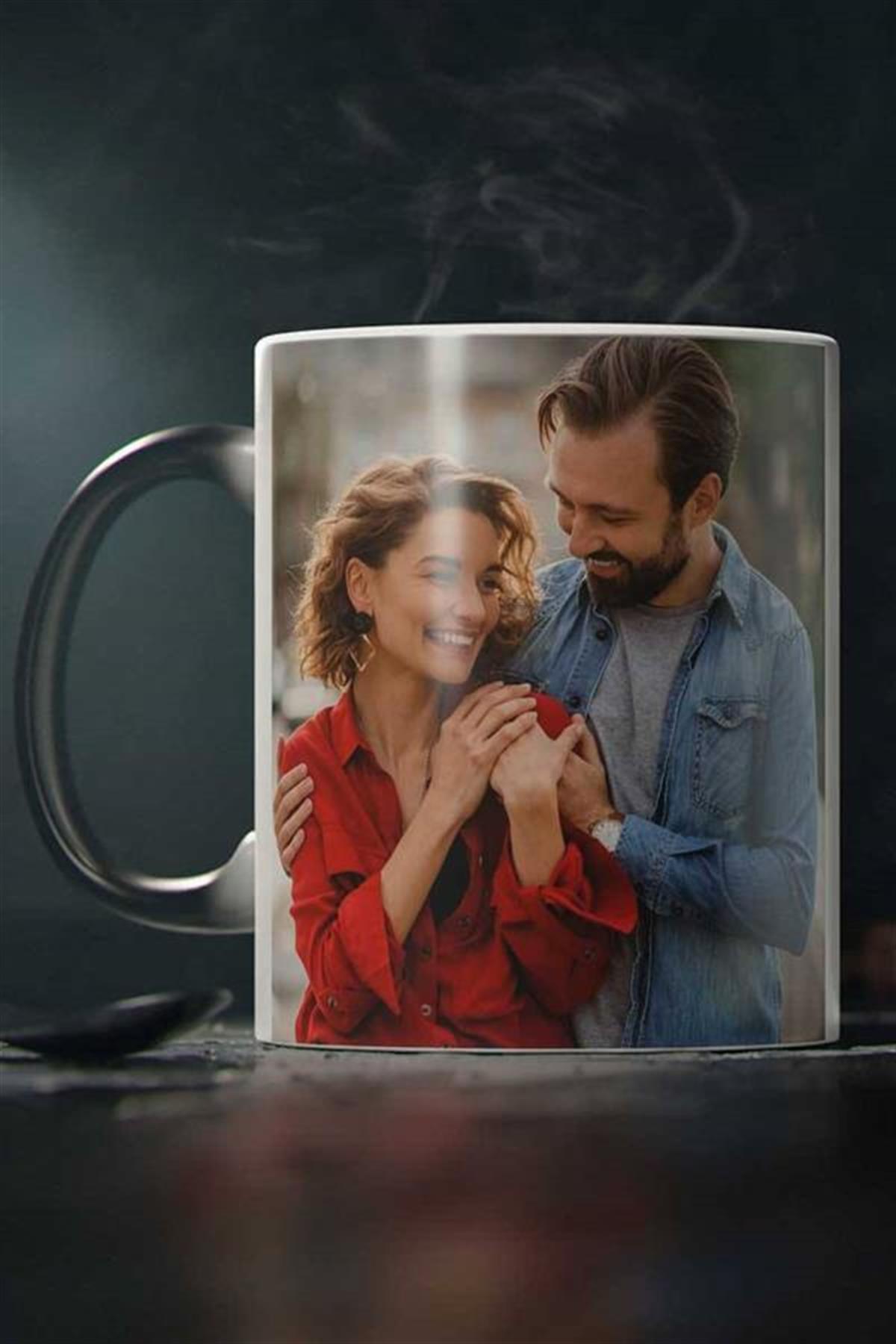 Sevgiliye Hediye Fotoğraf Baskılı Sihirli Kupa Bardak