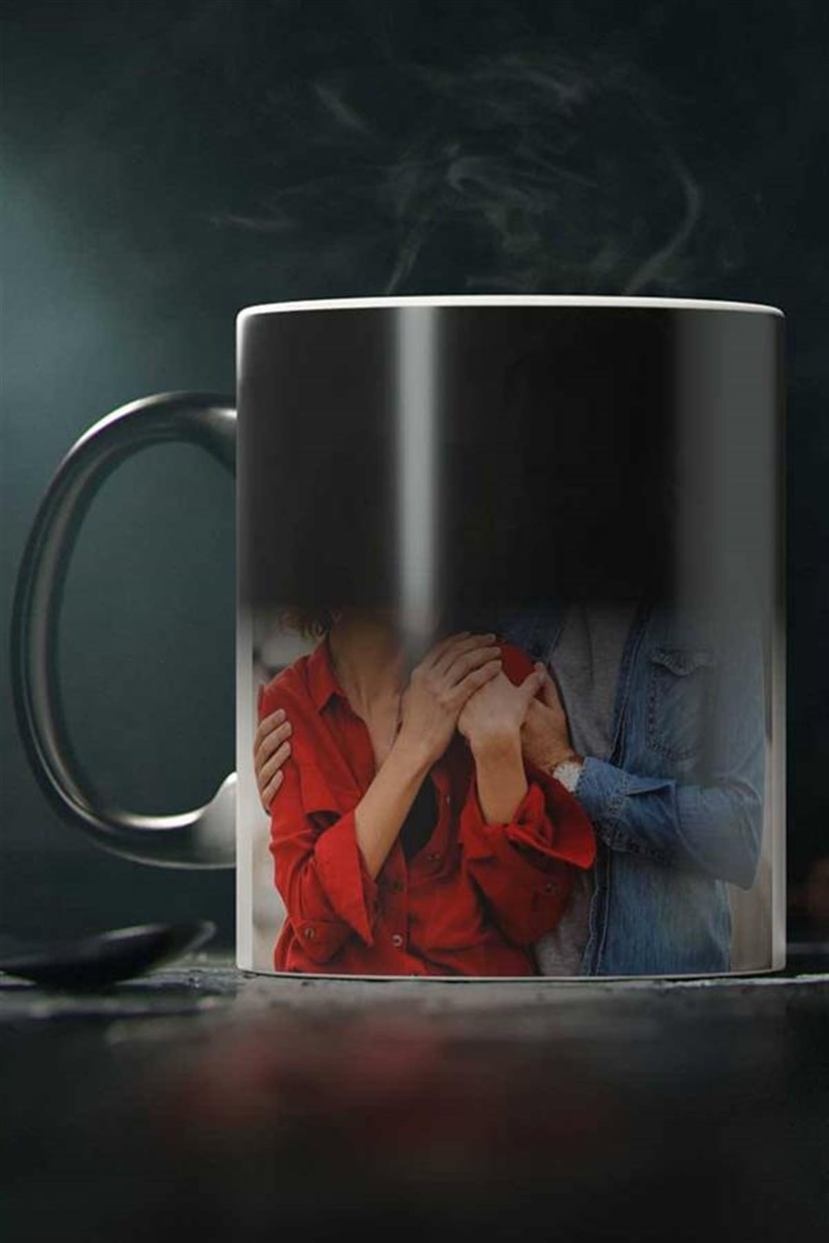 Sevgiliye Hediye Fotoğraf Baskılı Sihirli Kupa Bardak