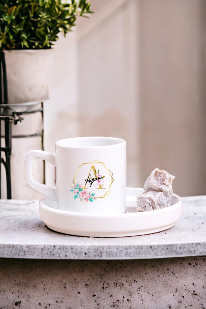 Geometrik Yaldız Tasarım Harfli Concept Türk Kahvesi Fincanı