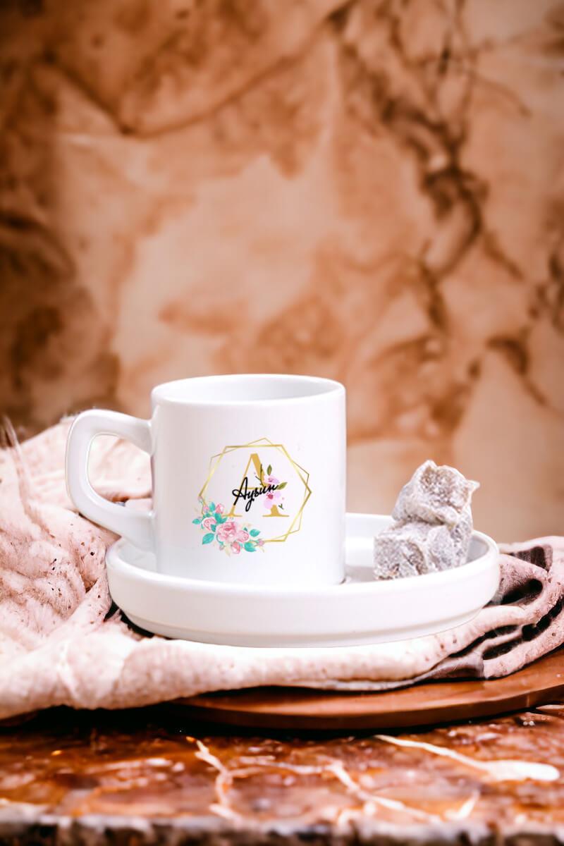 Geometrik Yaldız Tasarım Harfli Concept Türk Kahvesi Fincanı