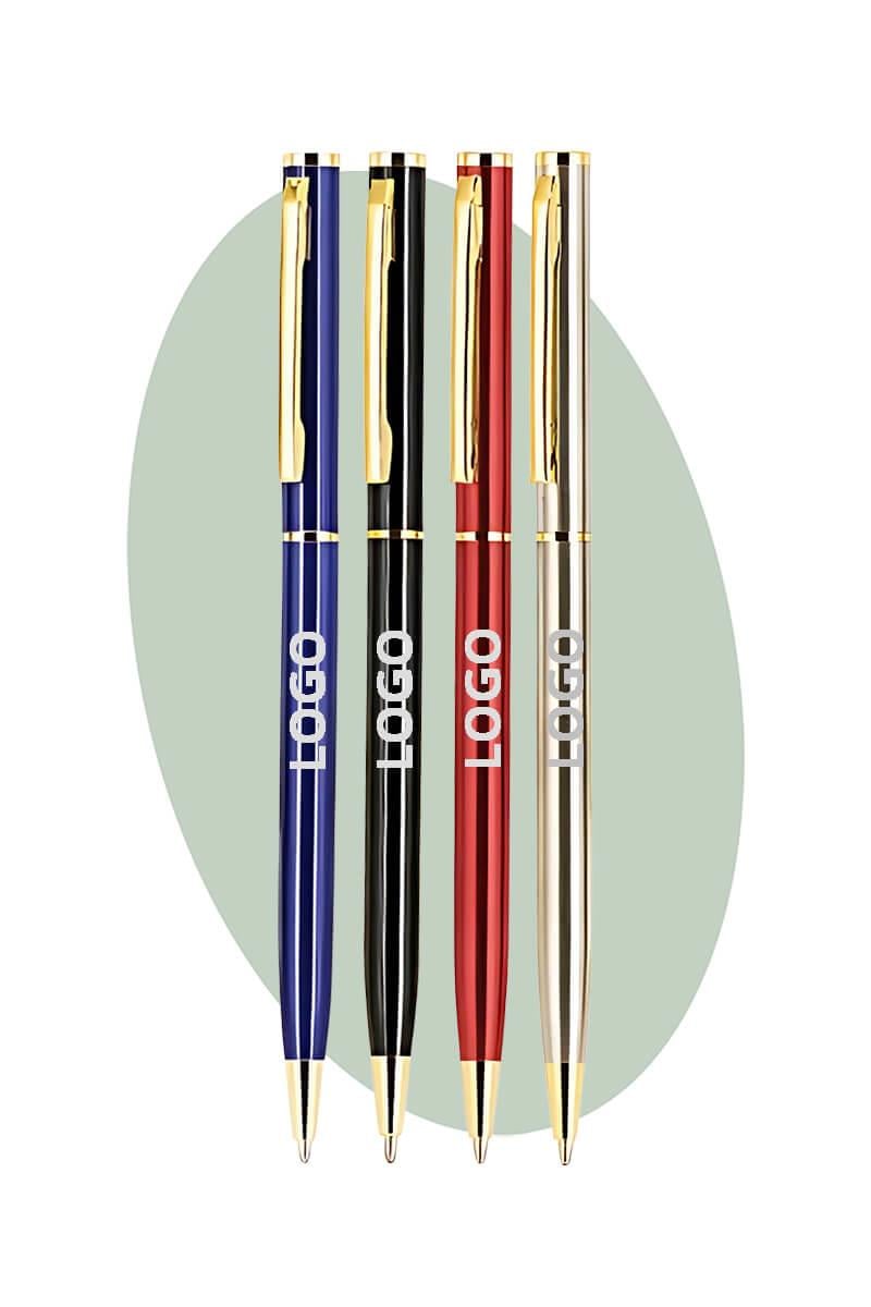 Gold Renk Detaylı Promosyon Metal Tükenmez Baskılı Kalem 2021-Pİ