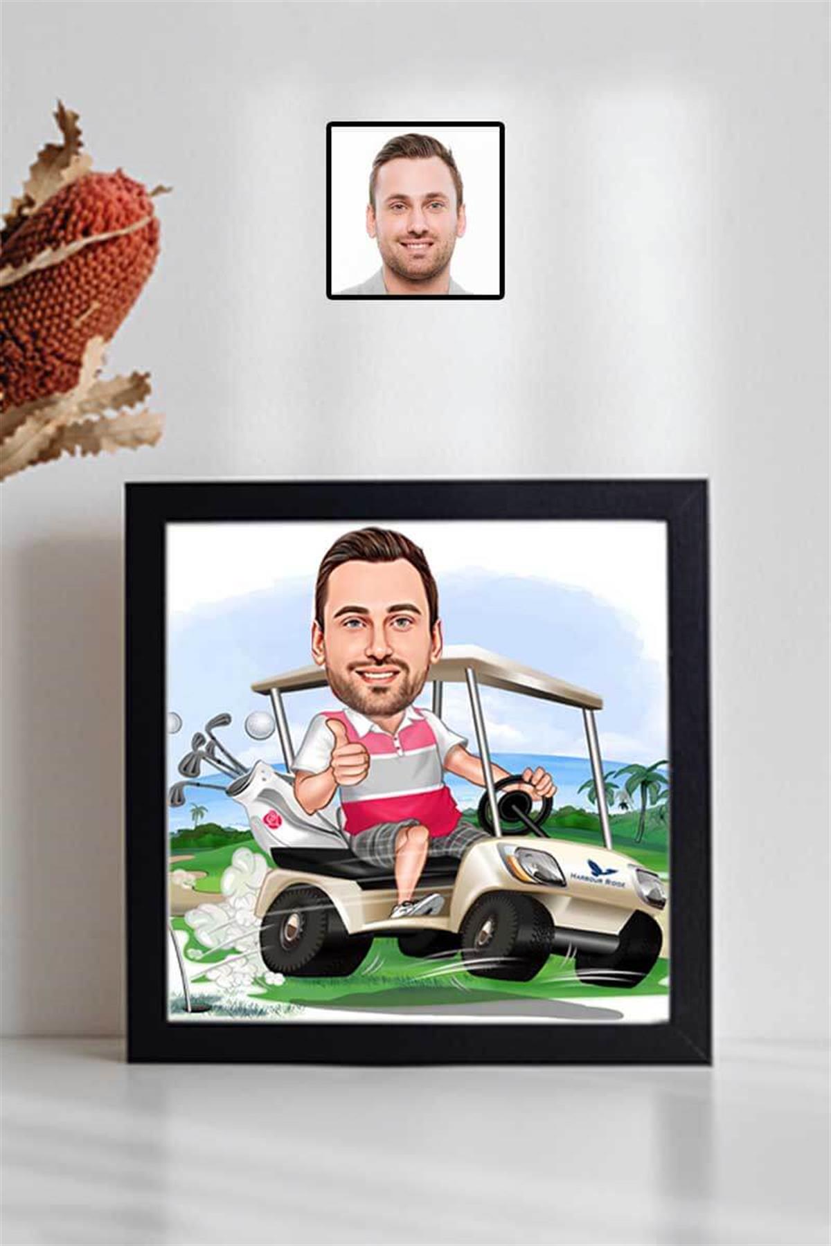 Golf Severlere Hediye Karikatürlü Kare Çerçeve