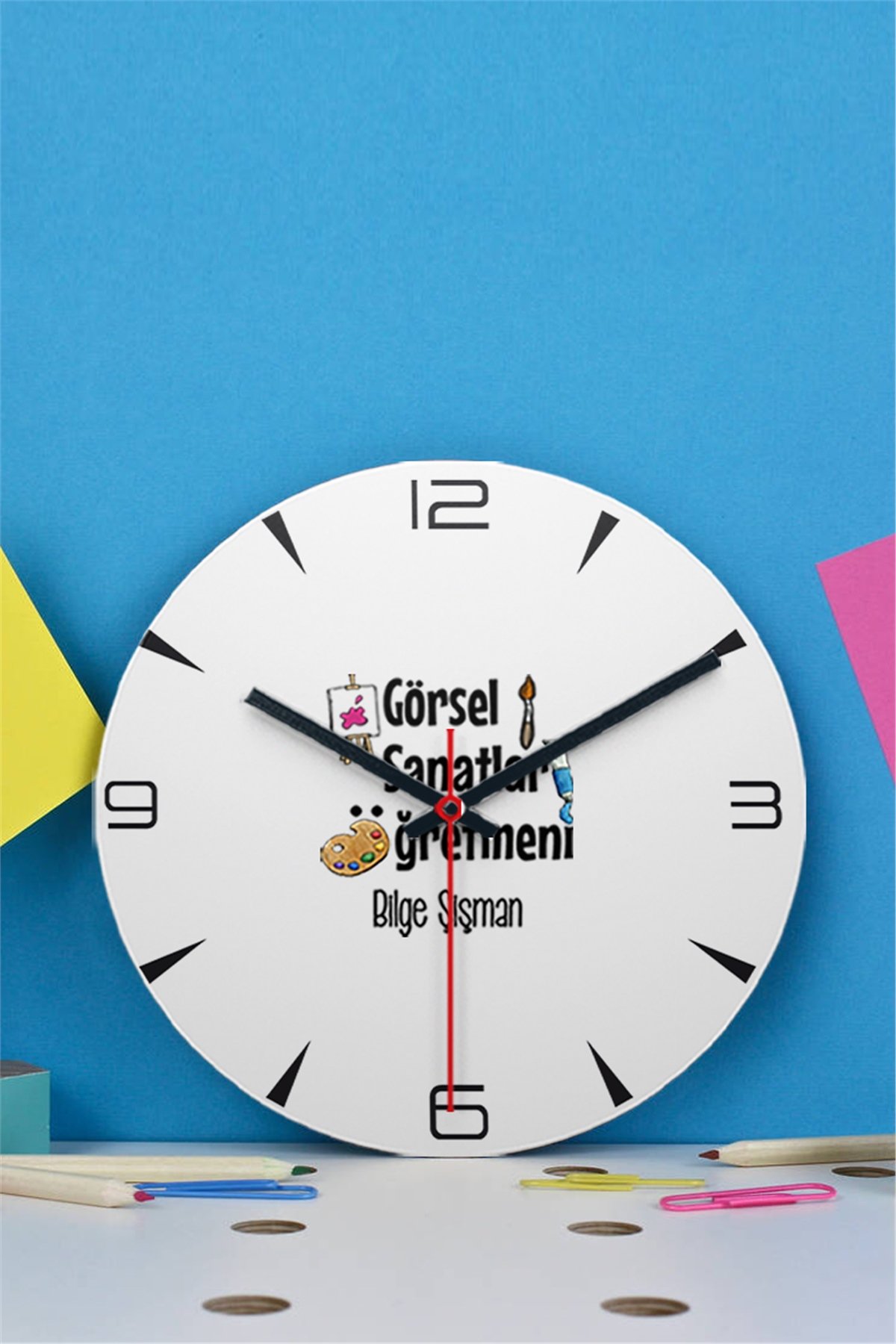 Görsel Sanatlar Öğretmeni Ahşap Duvar Saati