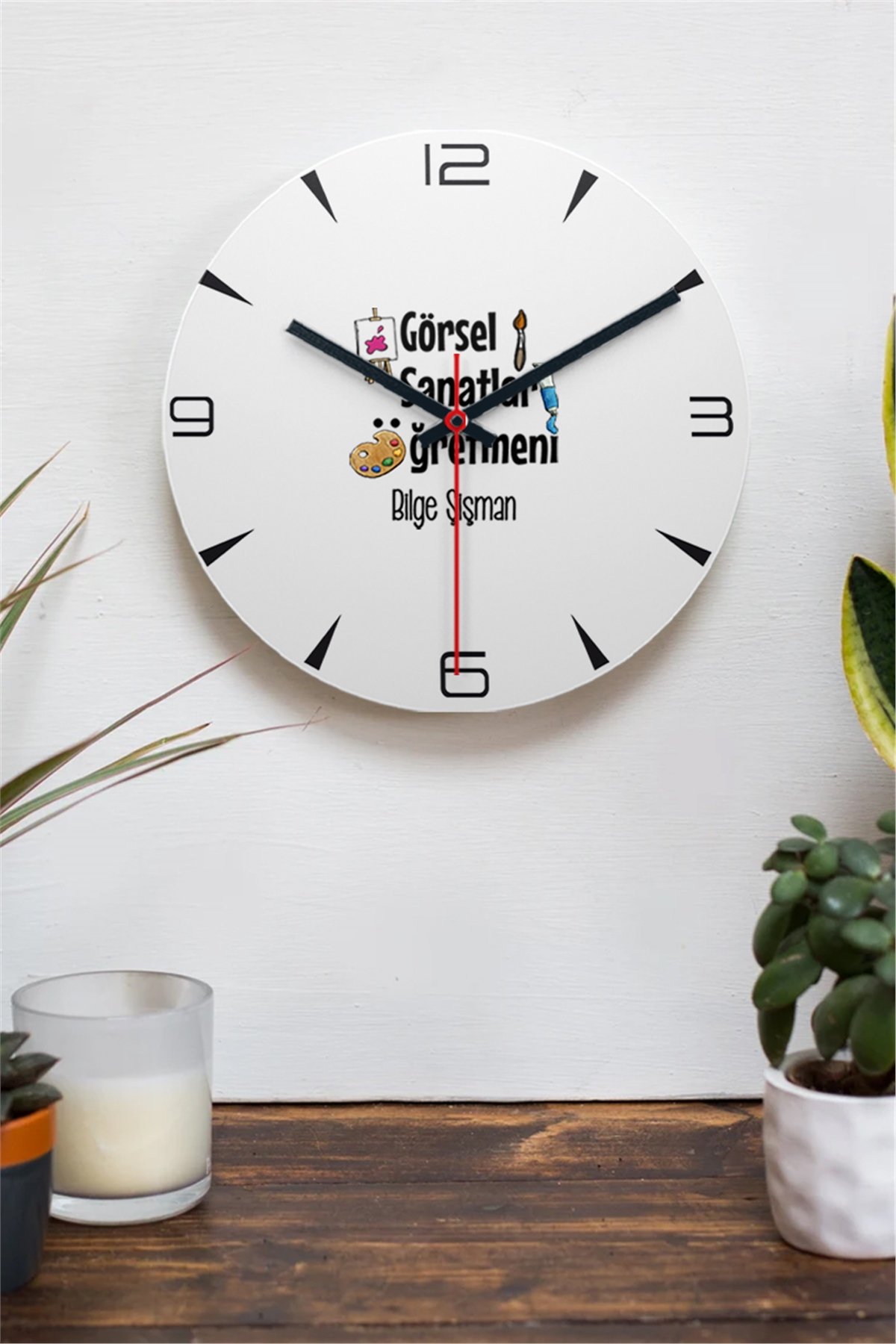 Görsel Sanatlar Öğretmeni Ahşap Duvar Saati