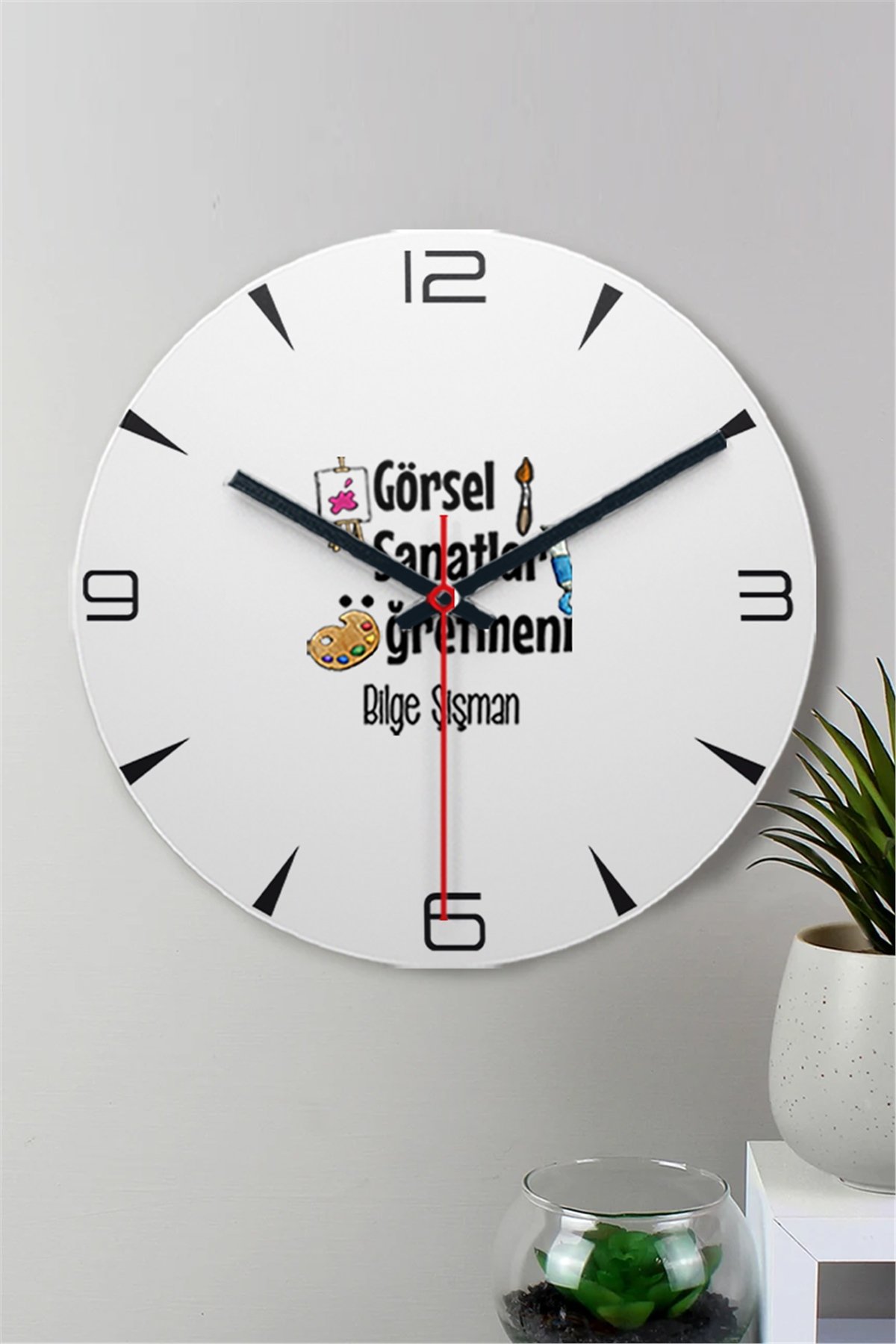 Görsel Sanatlar Öğretmeni Ahşap Duvar Saati