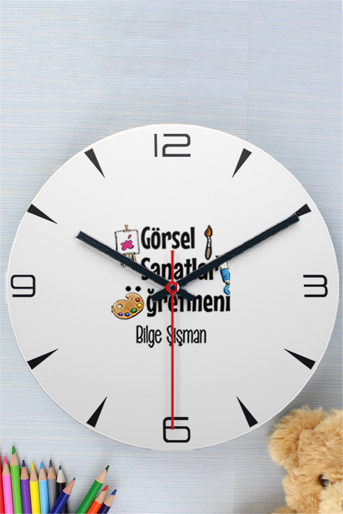 Görsel Sanatlar Öğretmeni Ahşap Duvar Saati