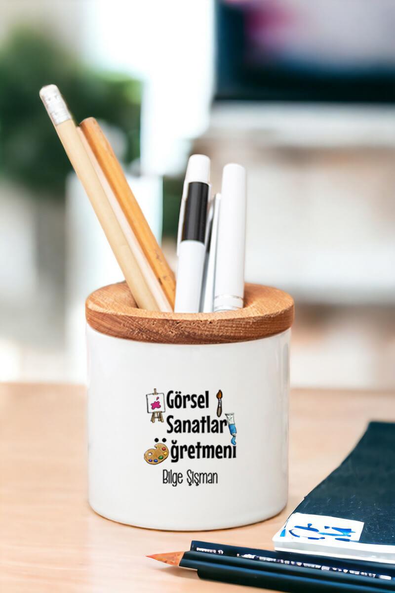 Görsel Sanatlar Öğretmeni Ahşap Kapaklı Kalemlik