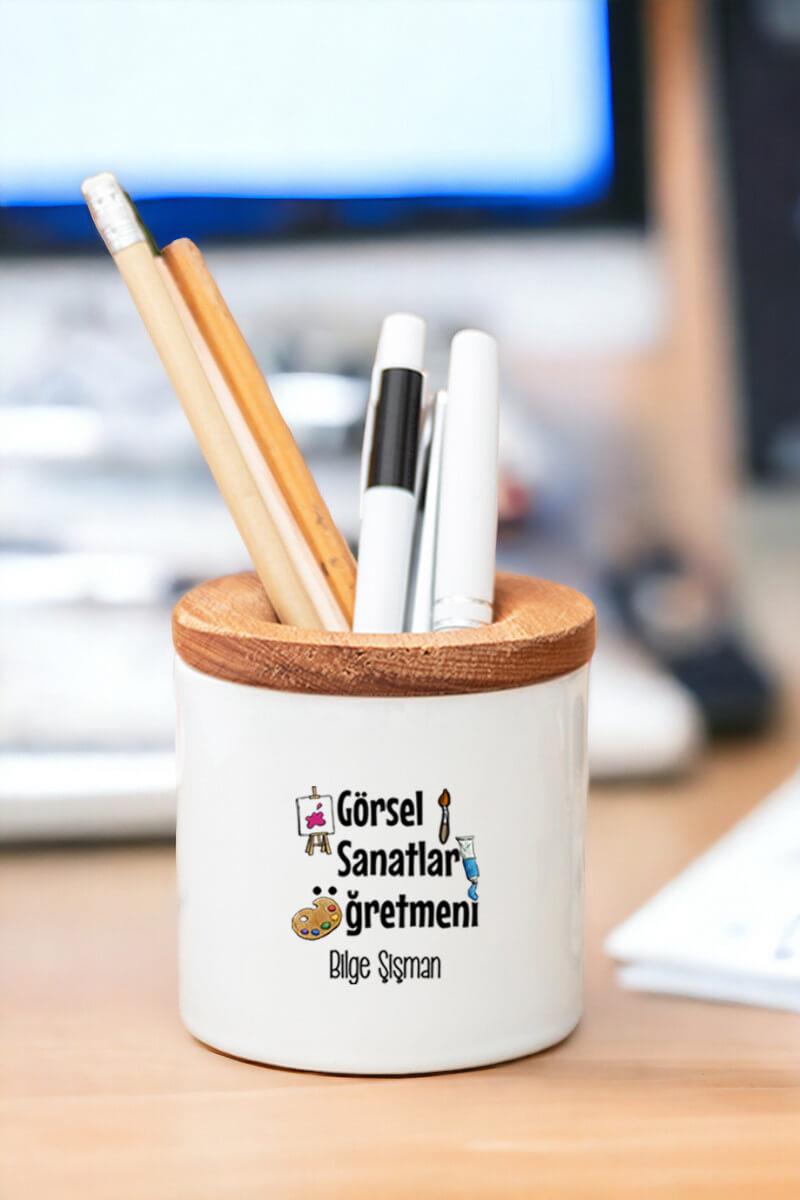 Görsel Sanatlar Öğretmeni Ahşap Kapaklı Kalemlik