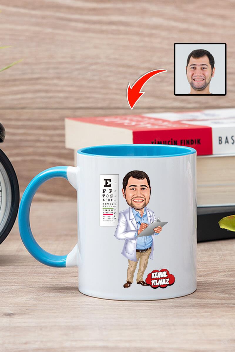 Göz Doktoruna Hediye Kişiye Özel Karikatürlü Kupa Bardak