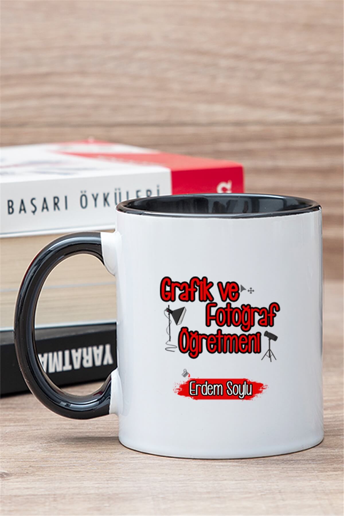 Grafik ve Fotoğraf Öğretmeni İçi Renkli Kupa Bardak