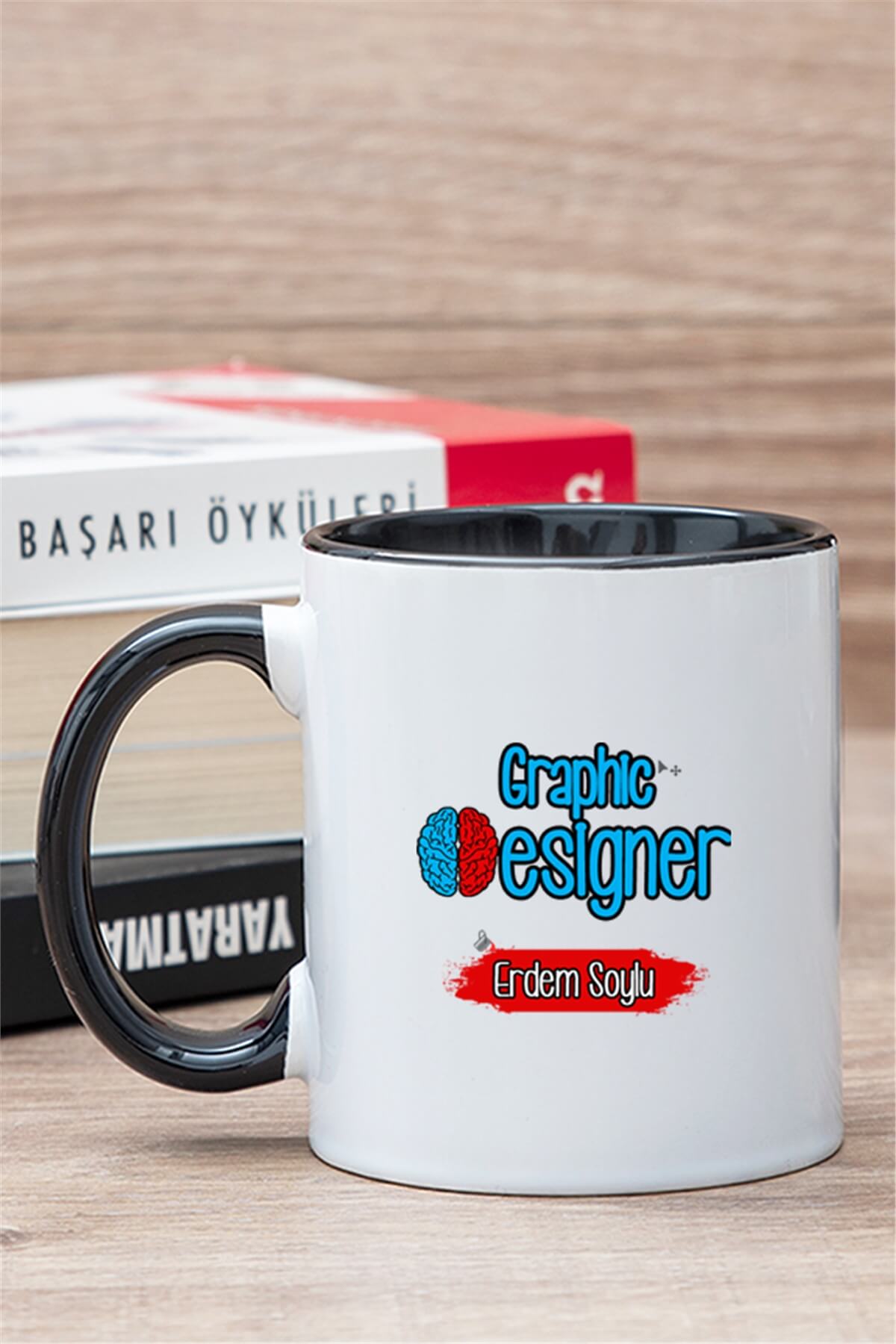Grafiker İçi Renkli Kupa Bardak