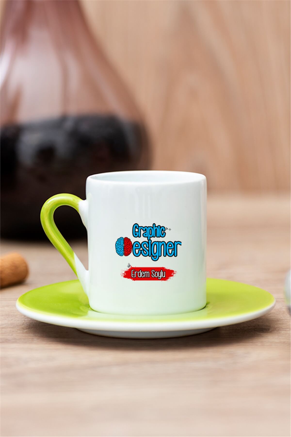Grafiker Renkli Türk Kahvesi Fincanı