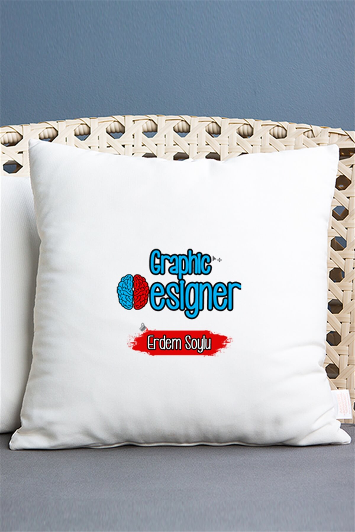 Grafiker Saten Kare Yastık
