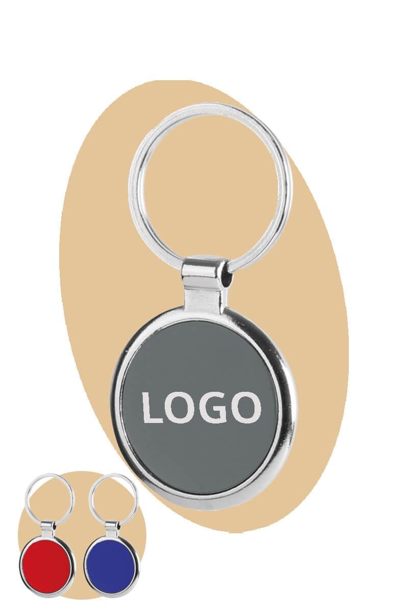 Gri Detaylı Metal Yuvarlak Anahtarlık 5215-PETK
