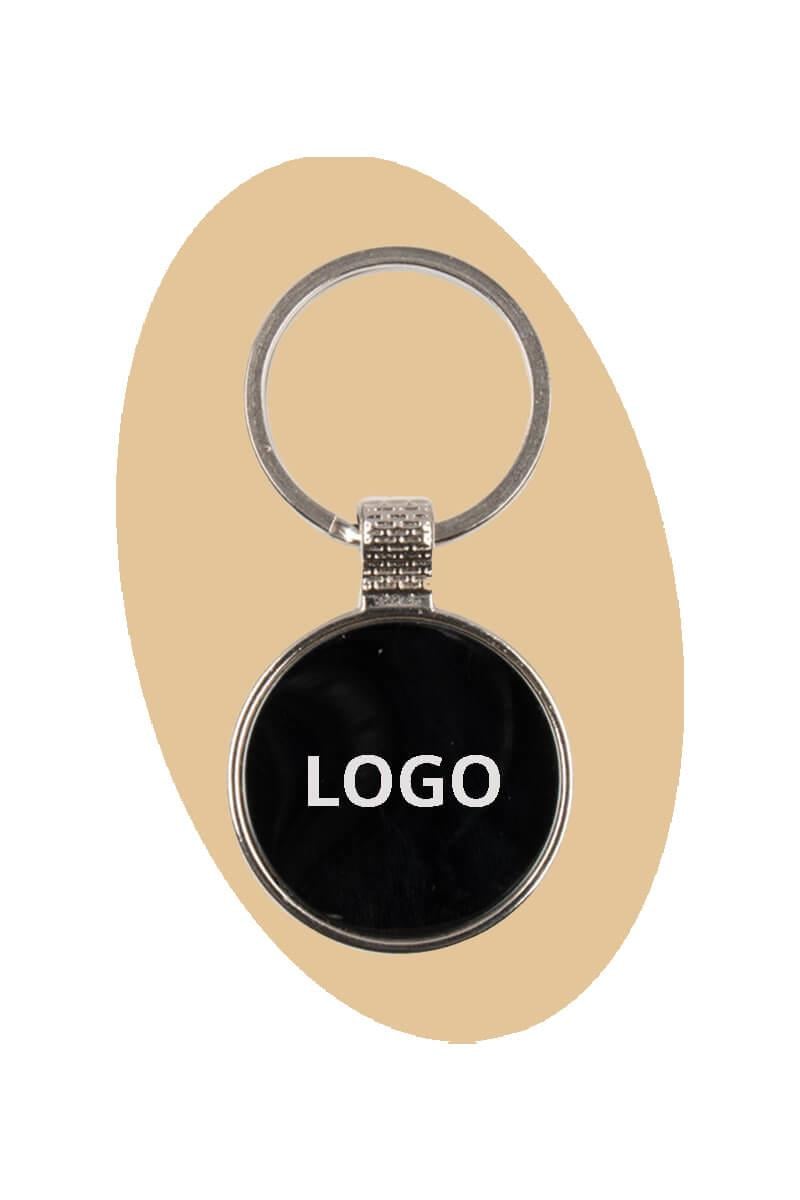 Gri Detaylı Yuvarlak Metal Anahtarlık 0304-PETK