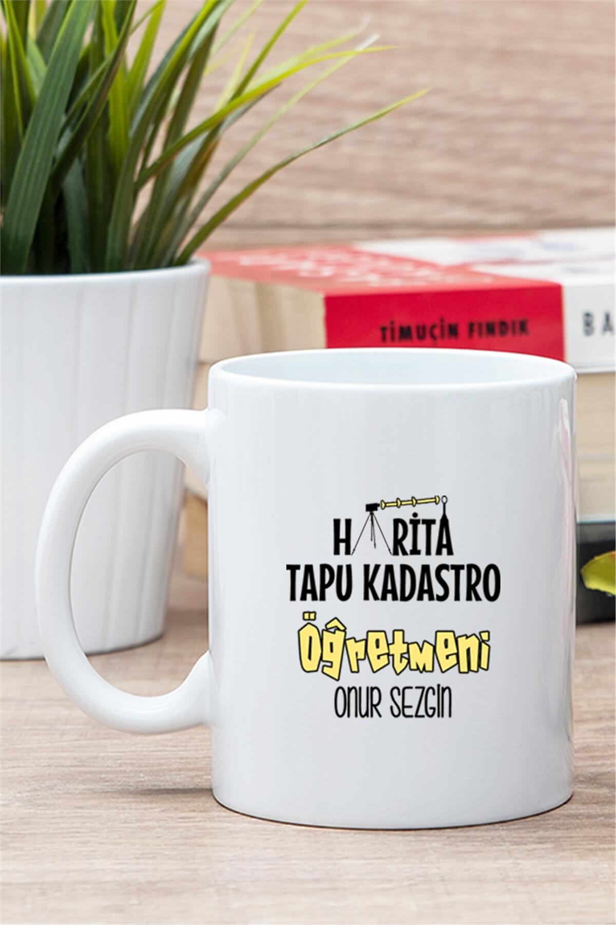 Harita Tapu Kadastro Öğretmeni Beyaz Kupa Bardak