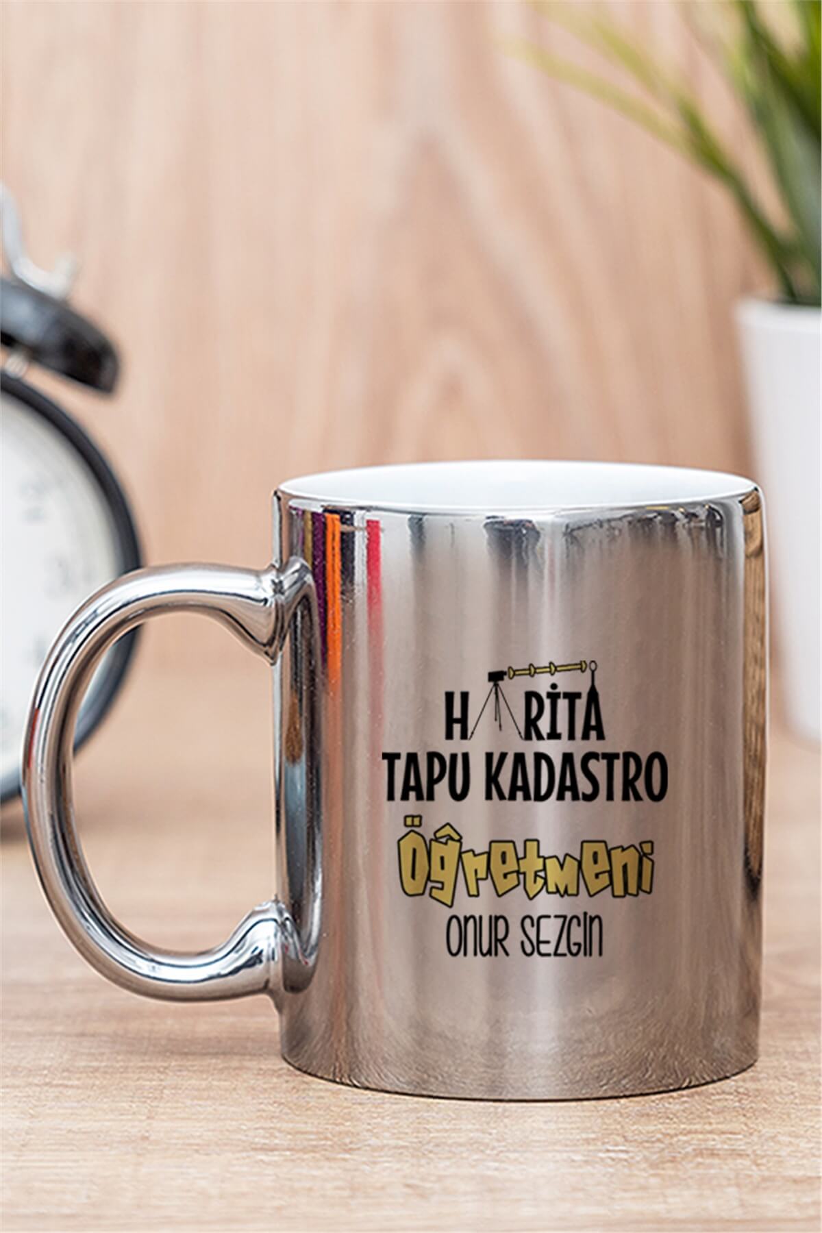 Harita Tapu Kadastro Öğretmeni Gold - Silver Kupa Bardak