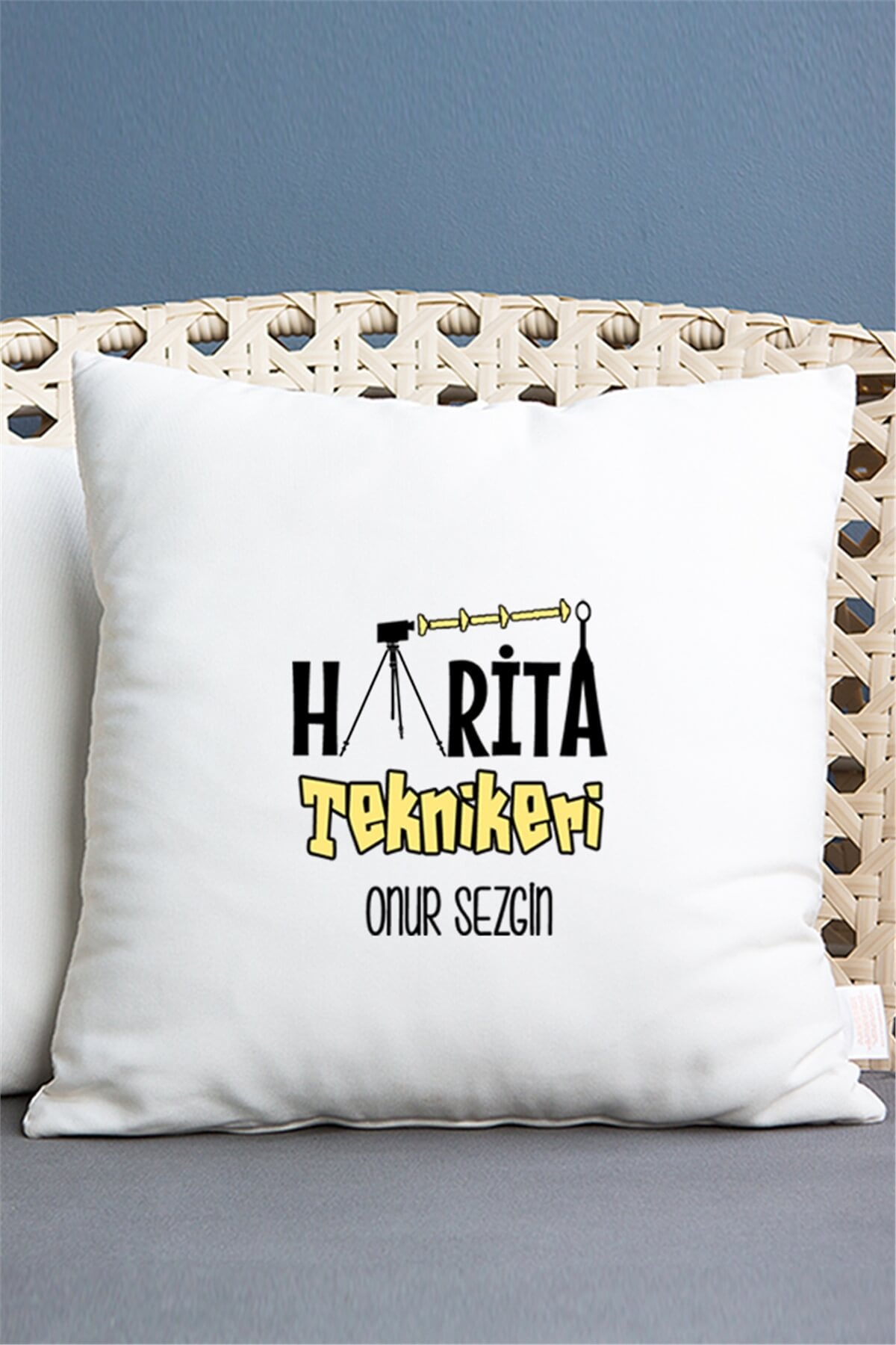 Harita Teknikeri Saten Kare Yastık